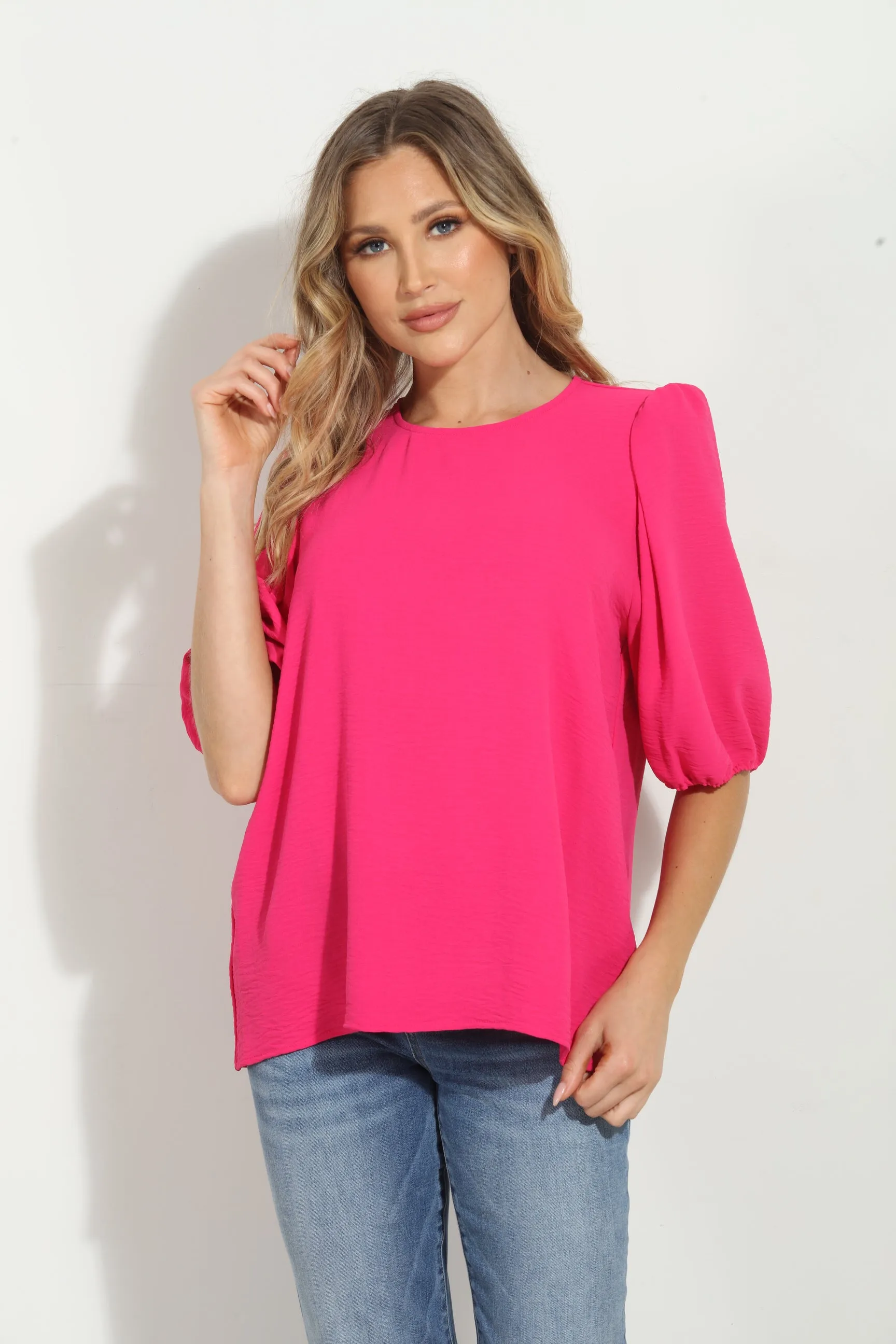 Fuchsia Airflow Puff Sleeve Top-FINAL SALE sold by Veronica M product image thumbnail 3