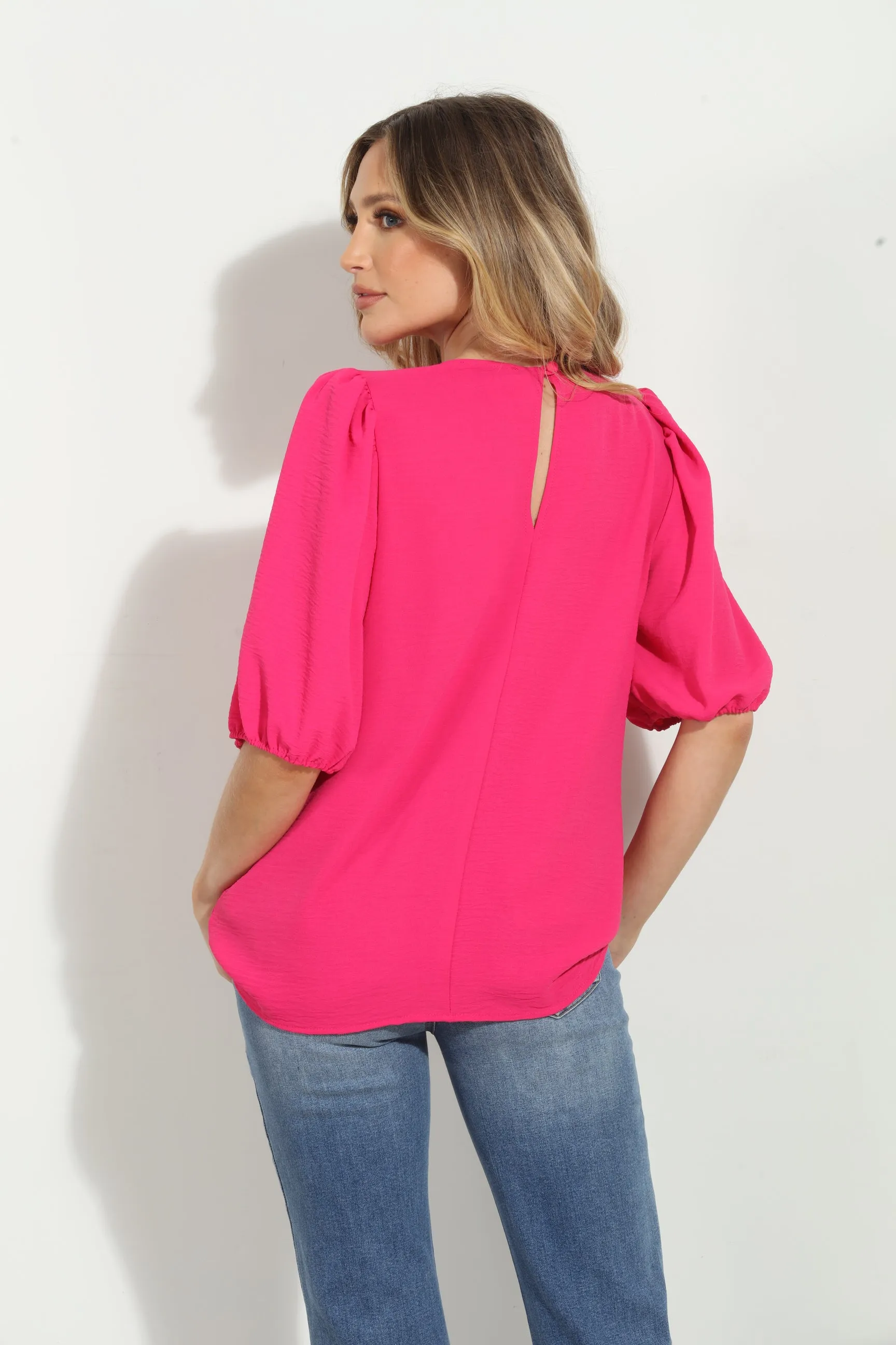 Fuchsia Airflow Puff Sleeve Top-FINAL SALE sold by Veronica M product image thumbnail 2