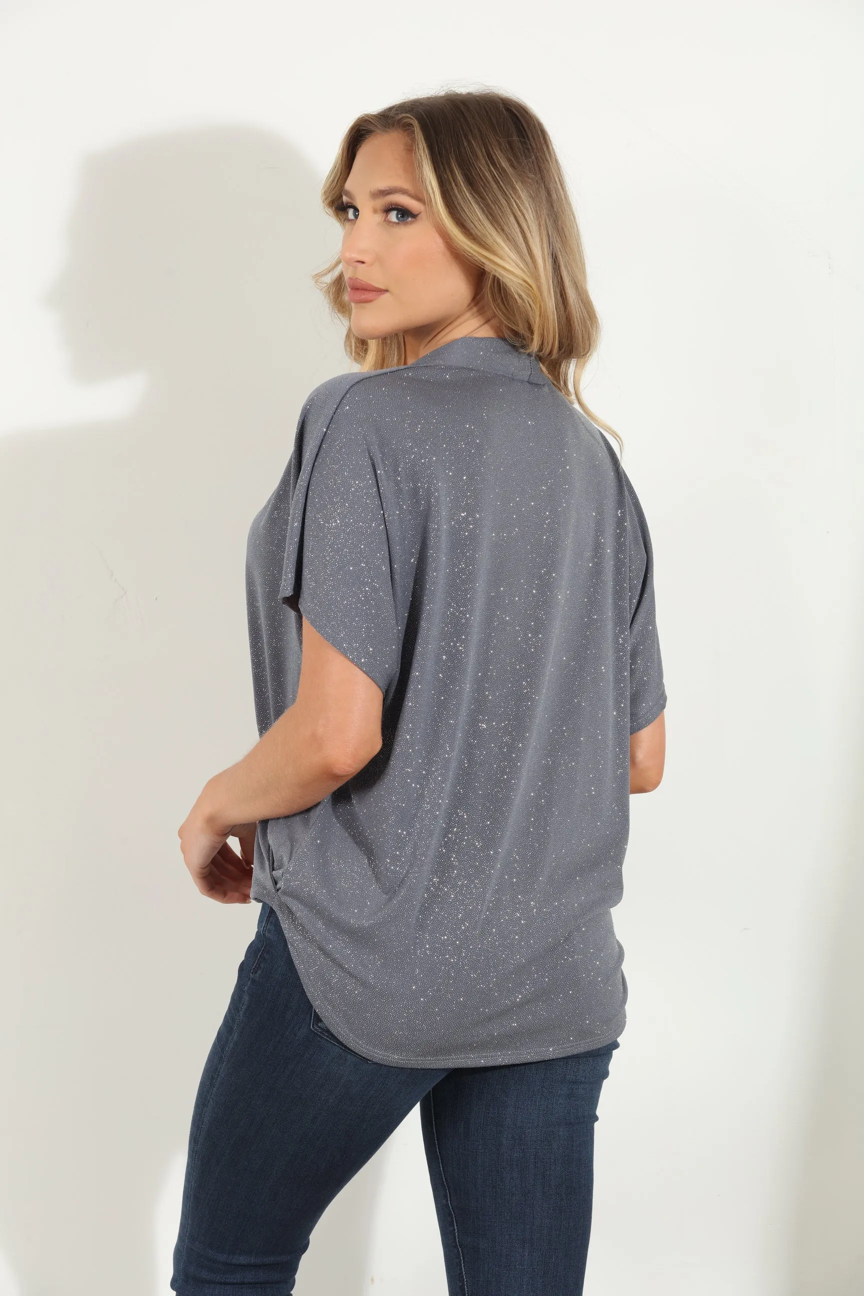 Silver Glitter Surplice Top-FINAL SALE sold by Veronica M product image thumbnail 2