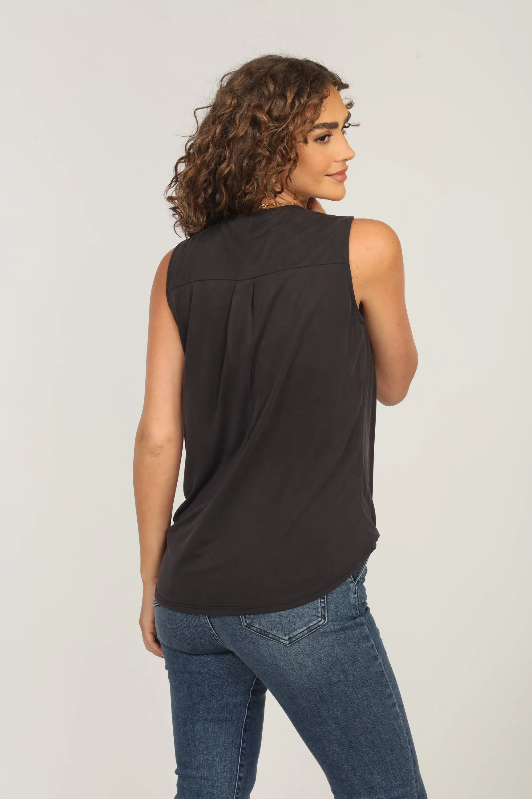 The Everyday Cupro Surplice Tank-Black-BEST SELLER sold by Veronica M product image thumbnail 2