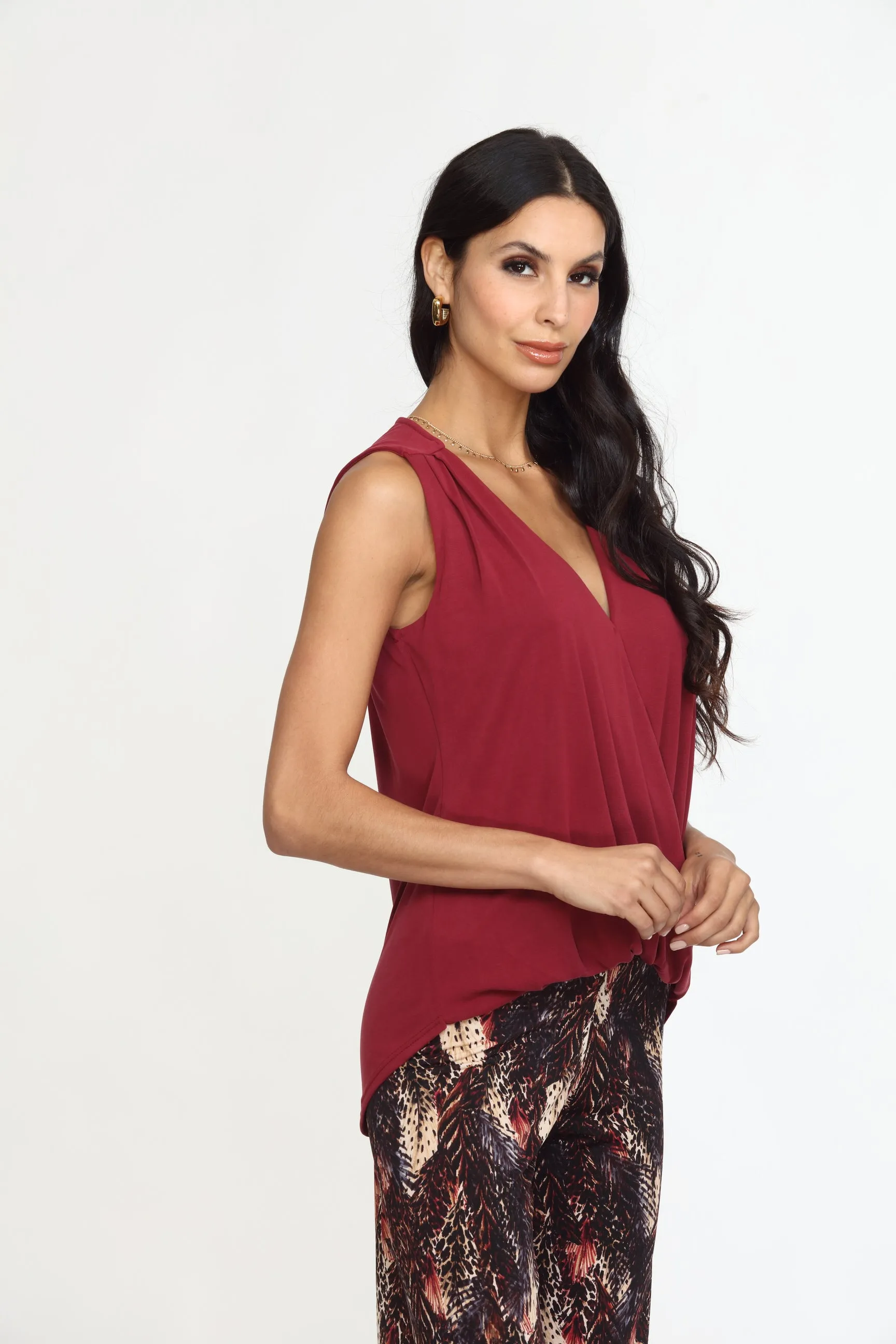 The Everyday Cupro Surplice Tank - Burgundy sold by Veronica M product image thumbnail 3