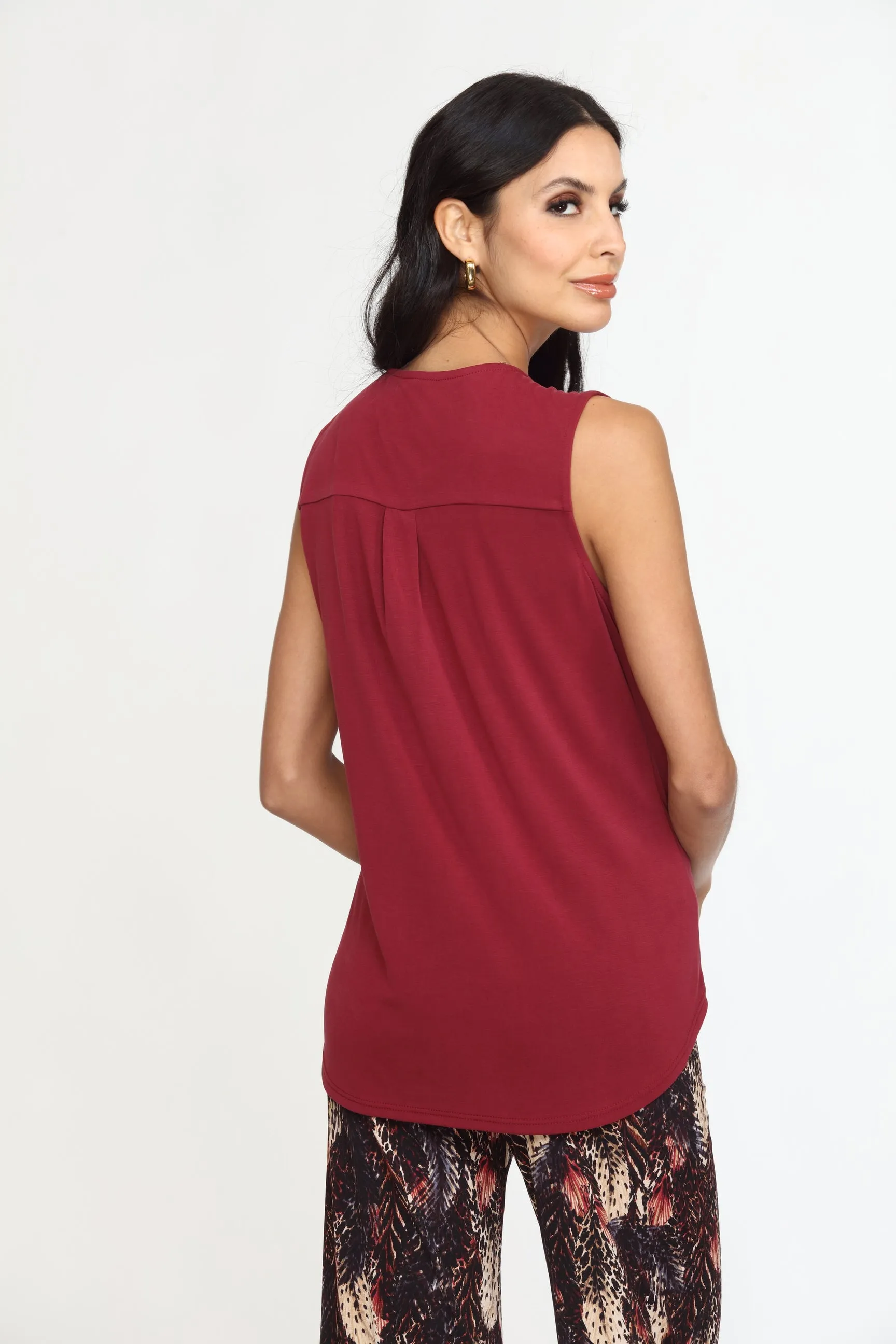 The Everyday Cupro Surplice Tank - Burgundy sold by Veronica M product image thumbnail 2