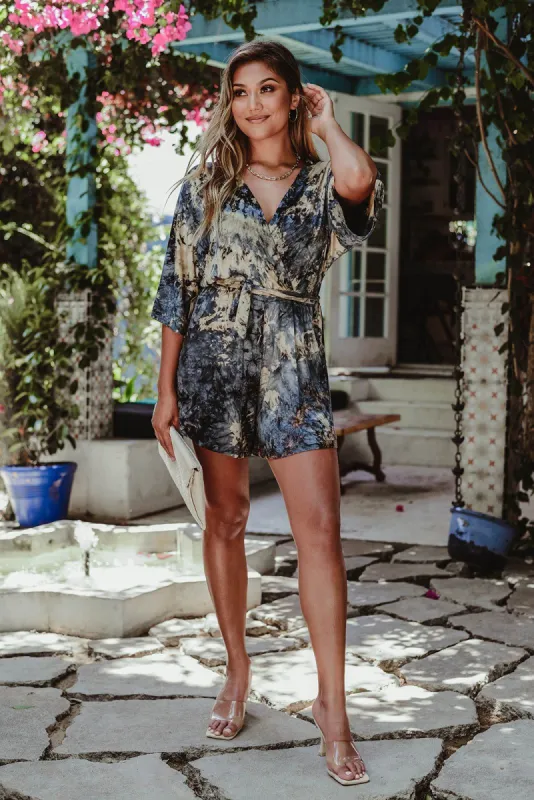 Moon Jersey Tie Dye Kimono Romper - FINAL SALE sold by Veronica M