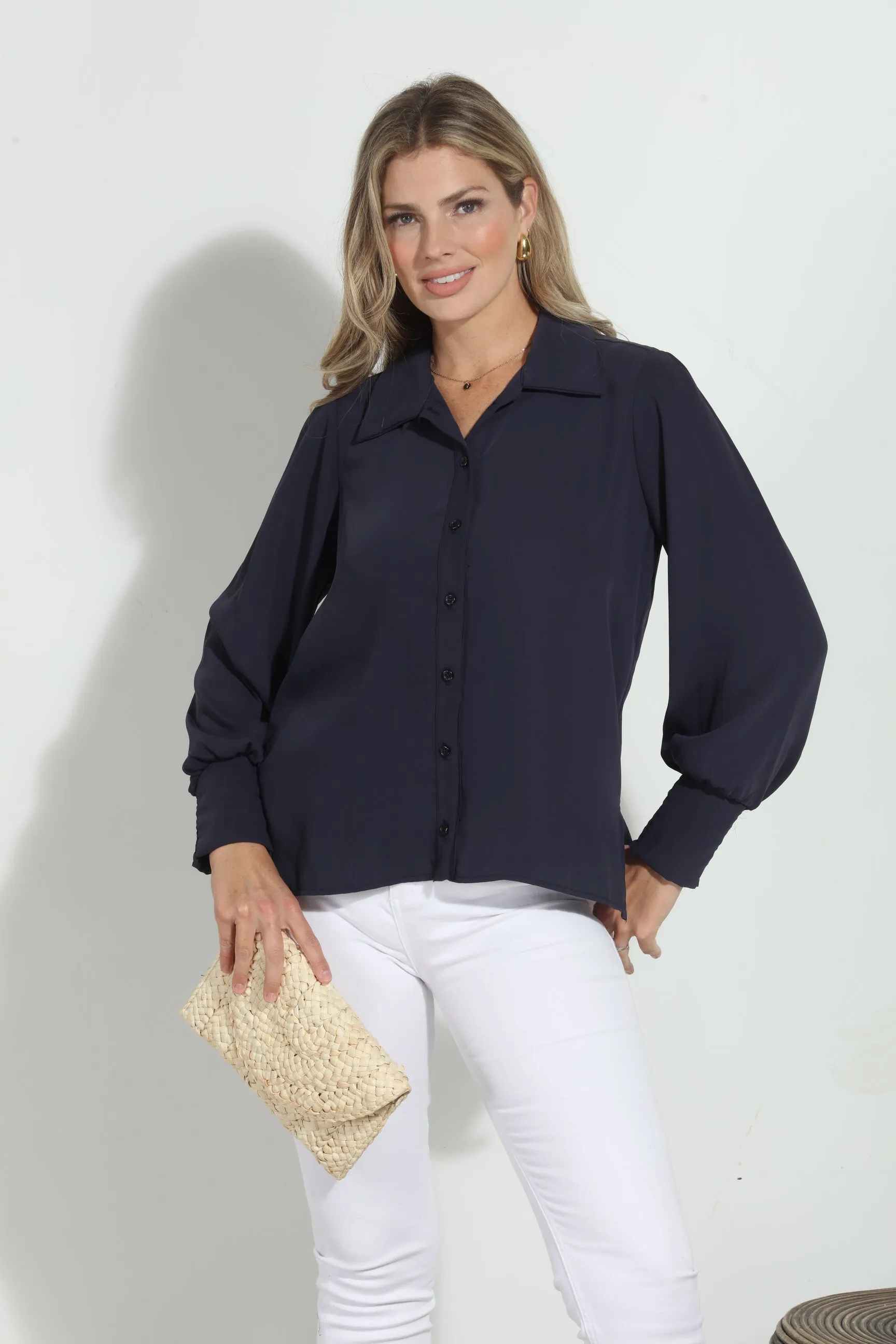 Navy Politan Button Blouse-BEST SELLER sold by Veronica M product image thumbnail 2