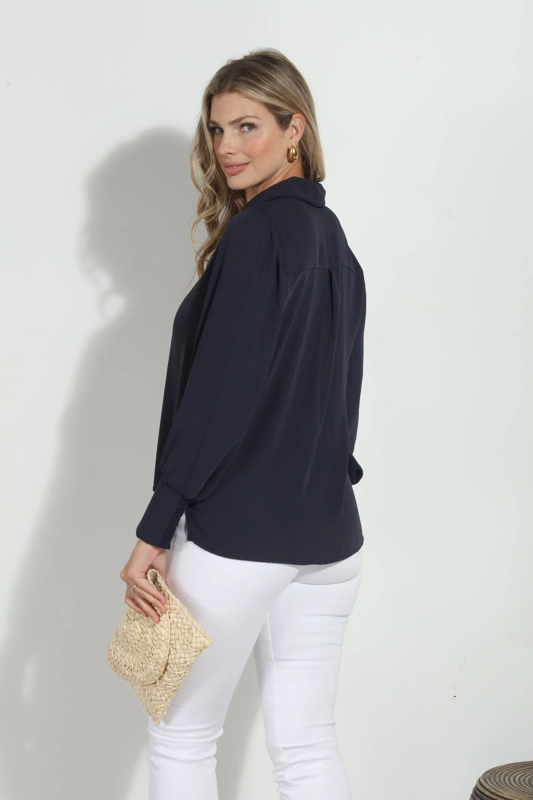 Navy Politan Button Blouse-BEST SELLER sold by Veronica M product image thumbnail 3