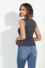 Jersey Lined Mom Cropped Tee-Charcoal sold by Veronica M