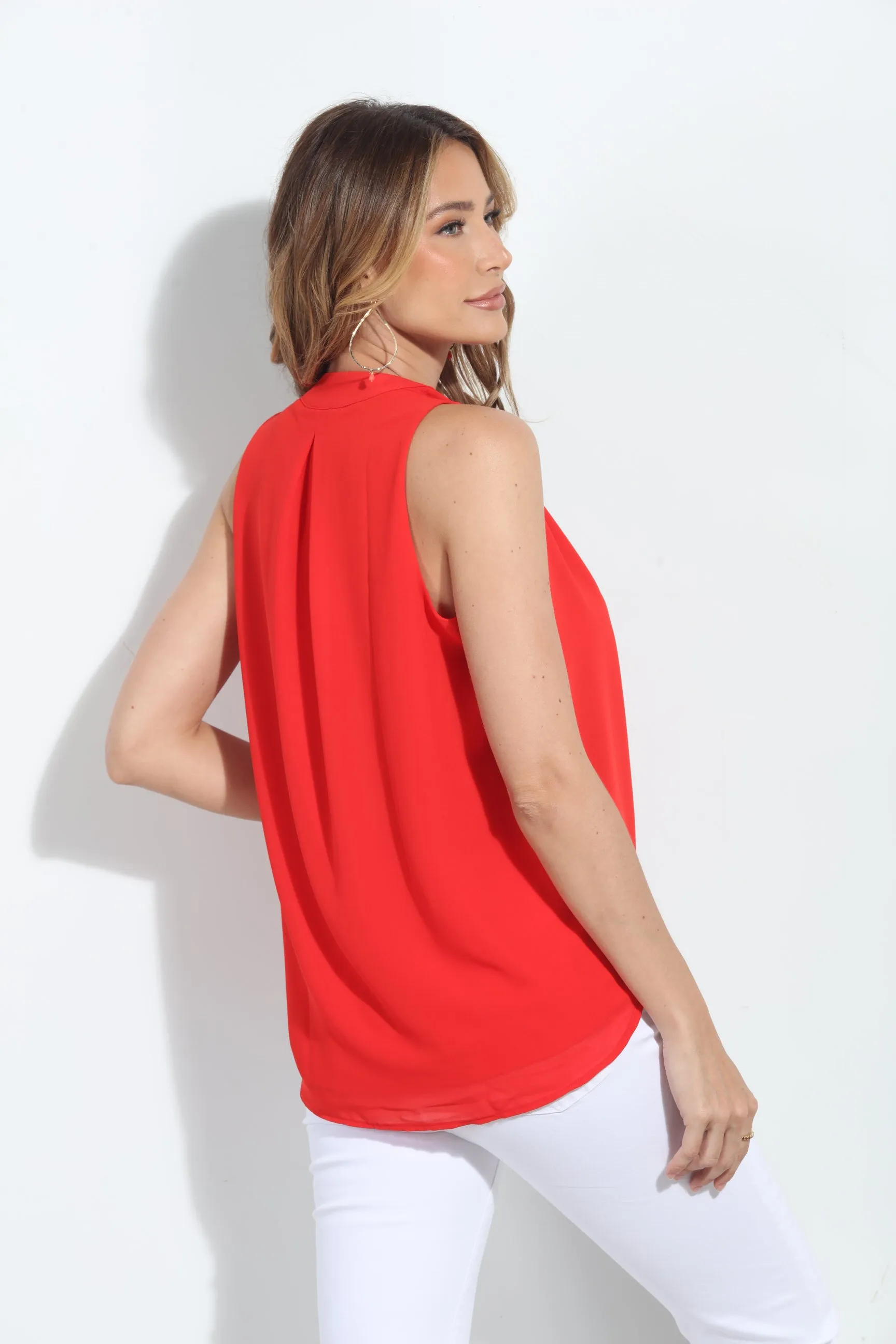 Tomatoe Red Surplice Top with Tie-FINAL SALE sold by Veronica M product image thumbnail 2