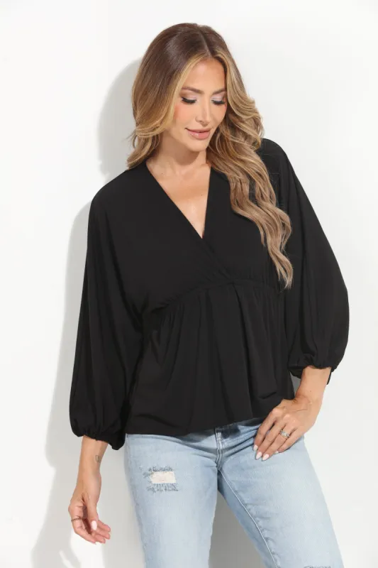 Black Stretch Empire Waist Top sold by Veronica M