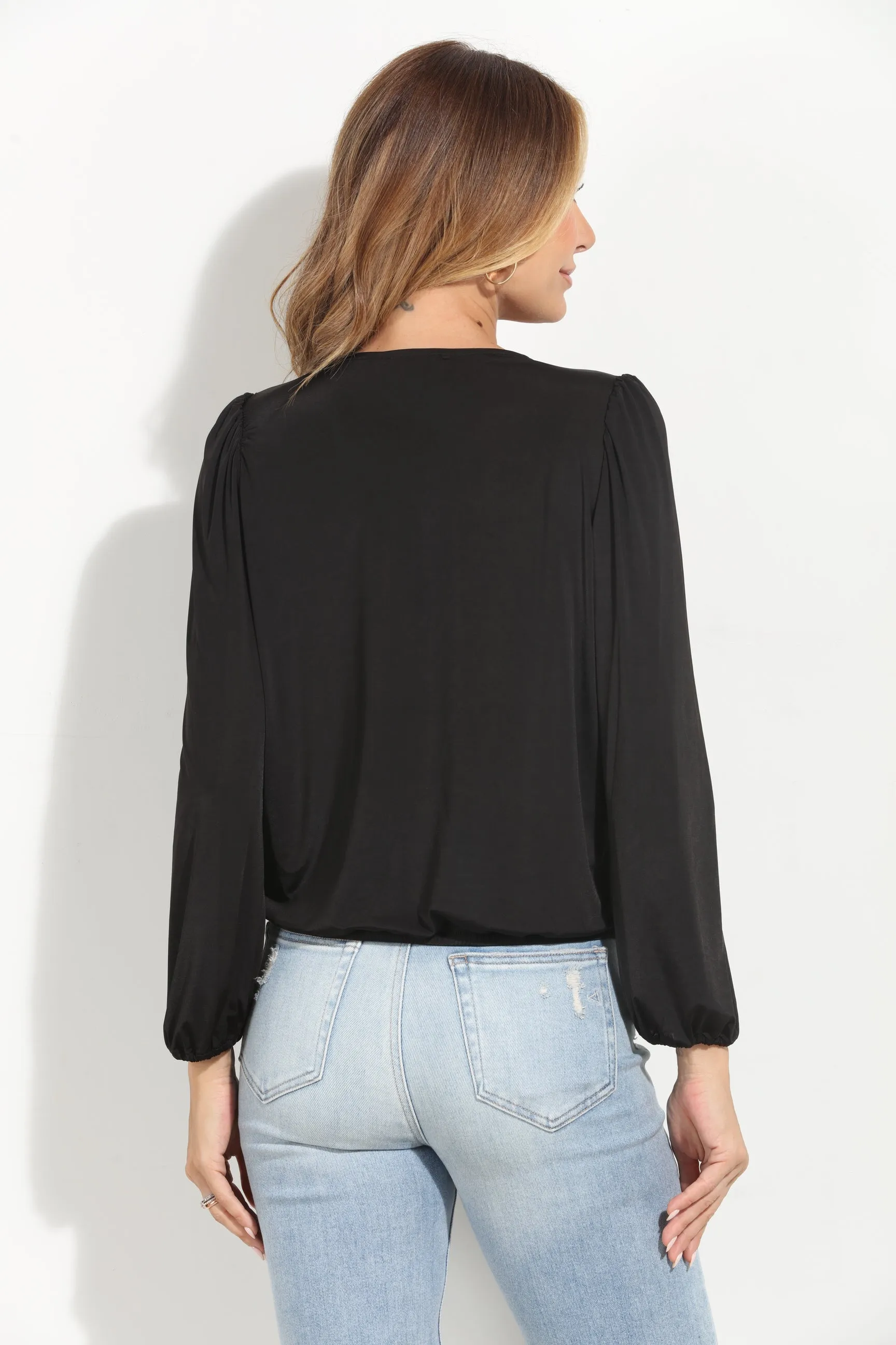 Mom Cropped Surplice Top-Black sold by Veronica M product image thumbnail 3
