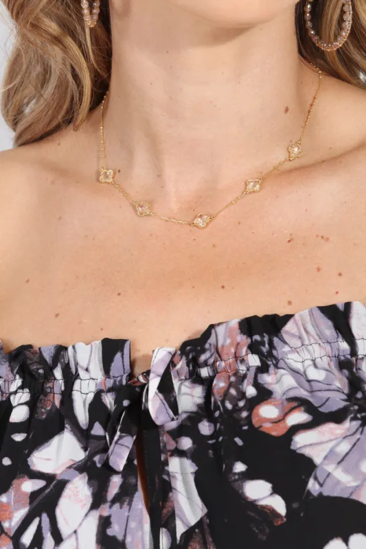 Crystal Clover Dainty Necklace sold by Veronica M