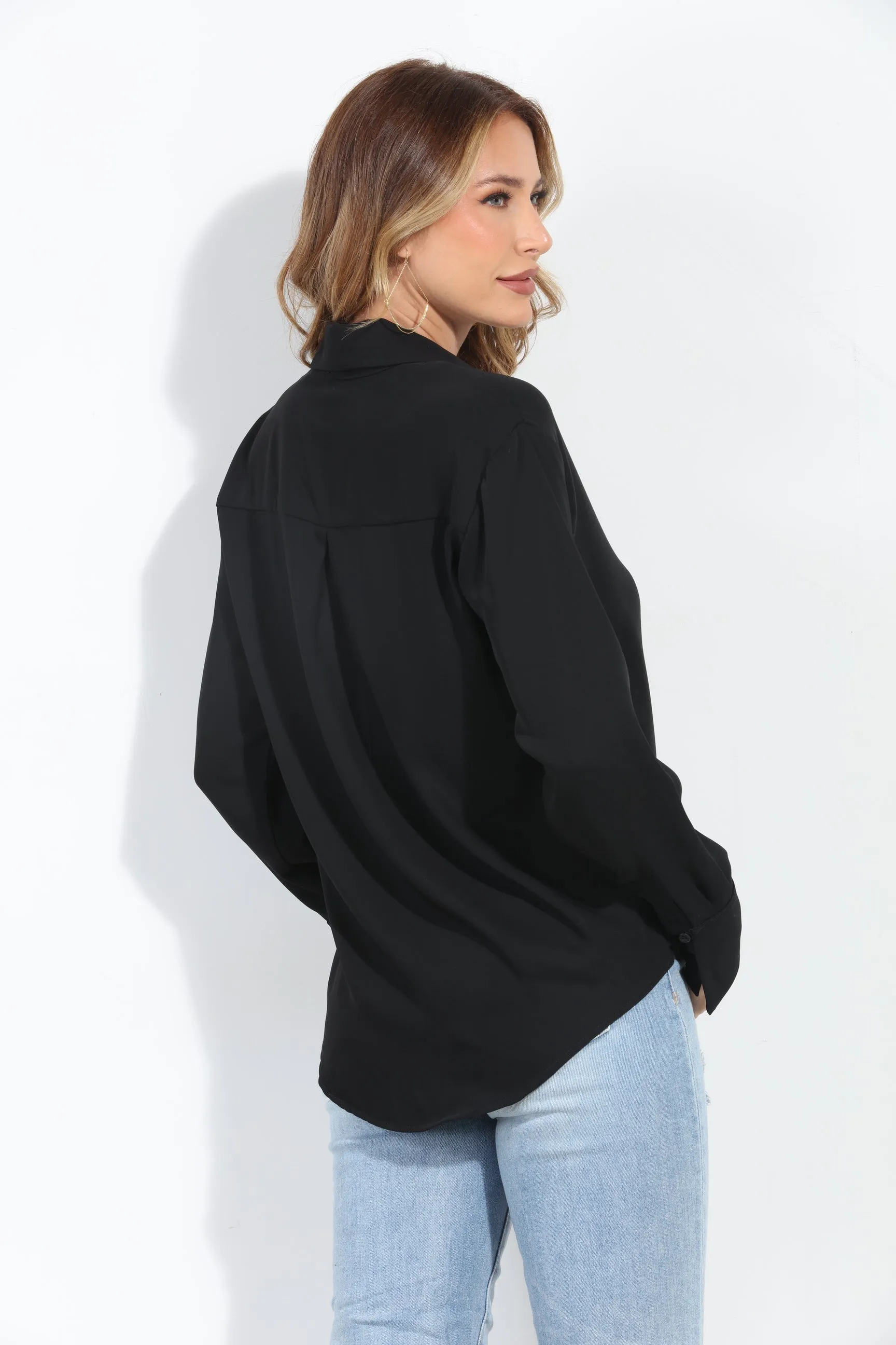 Black Politan Button Blouse-BEST SELLER sold by Veronica M product image thumbnail 2