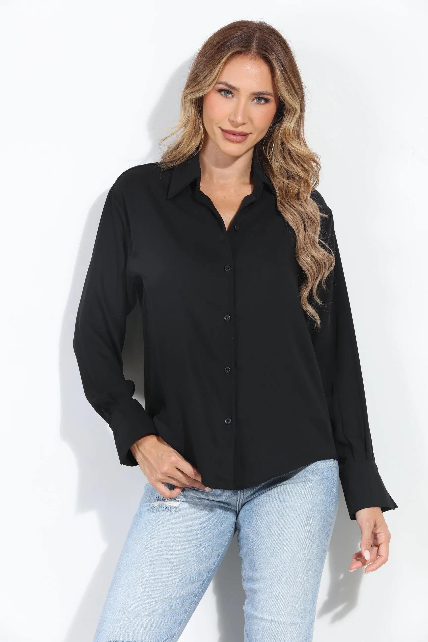 Black Politan Button Blouse-BEST SELLER sold by Veronica M product image thumbnail 3