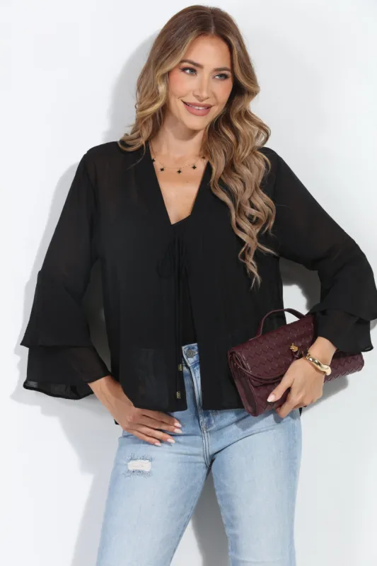 Black Boho Chiffon Jacket-BEST SELLER sold by Veronica M