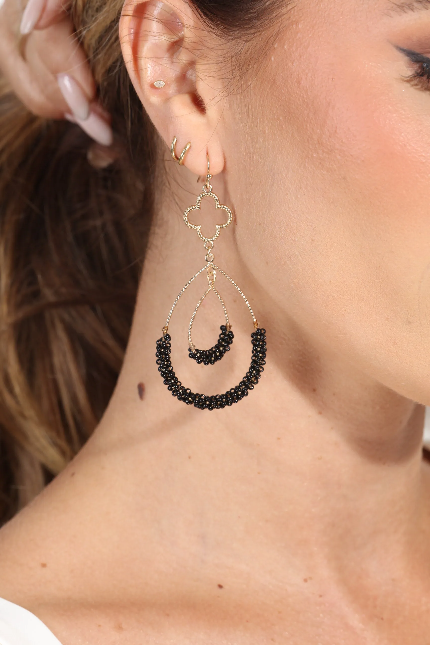 Clover Drop Down Beaded Earrings sold by Veronica M product image thumbnail 2