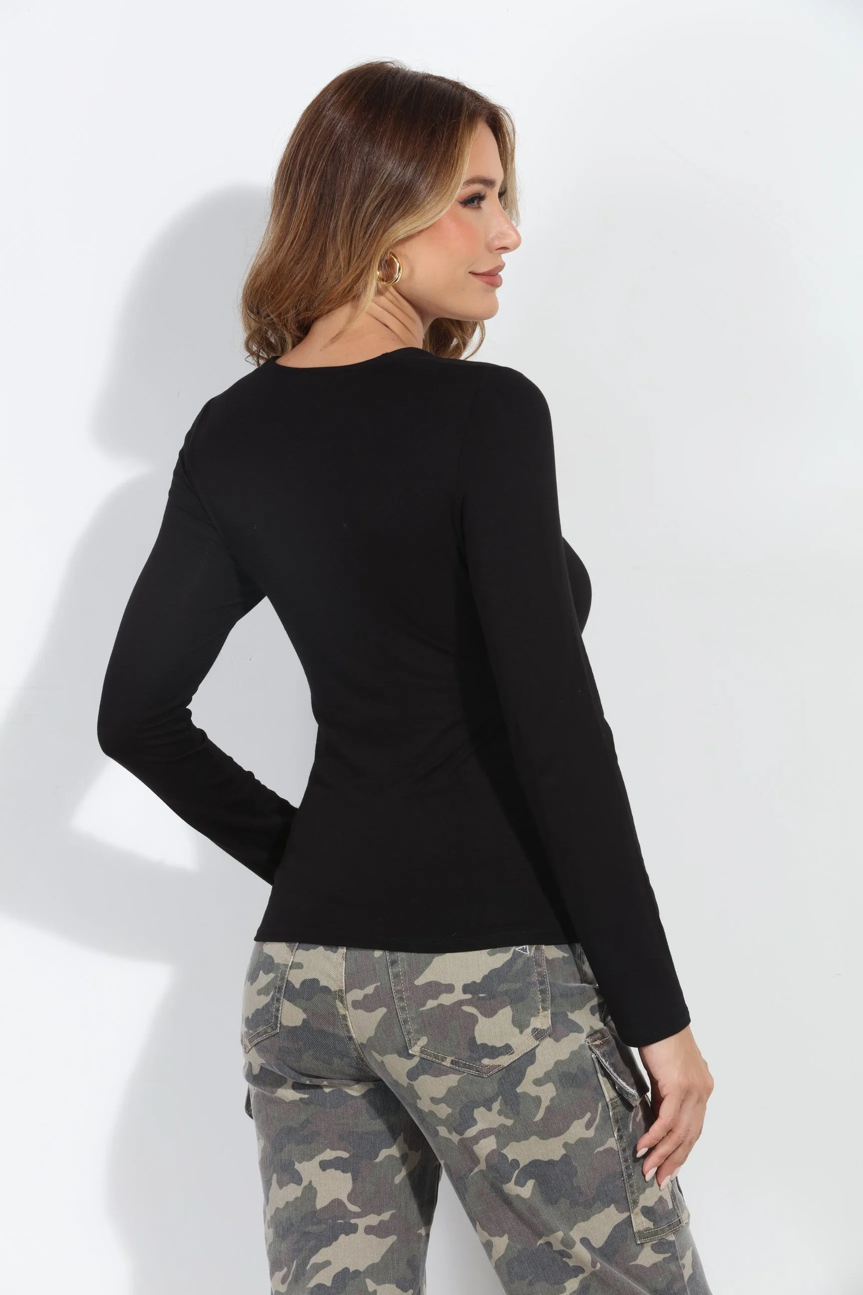 Kaylee Square Neck Tee- Black-BEST SELLER sold by Veronica M product image thumbnail 2