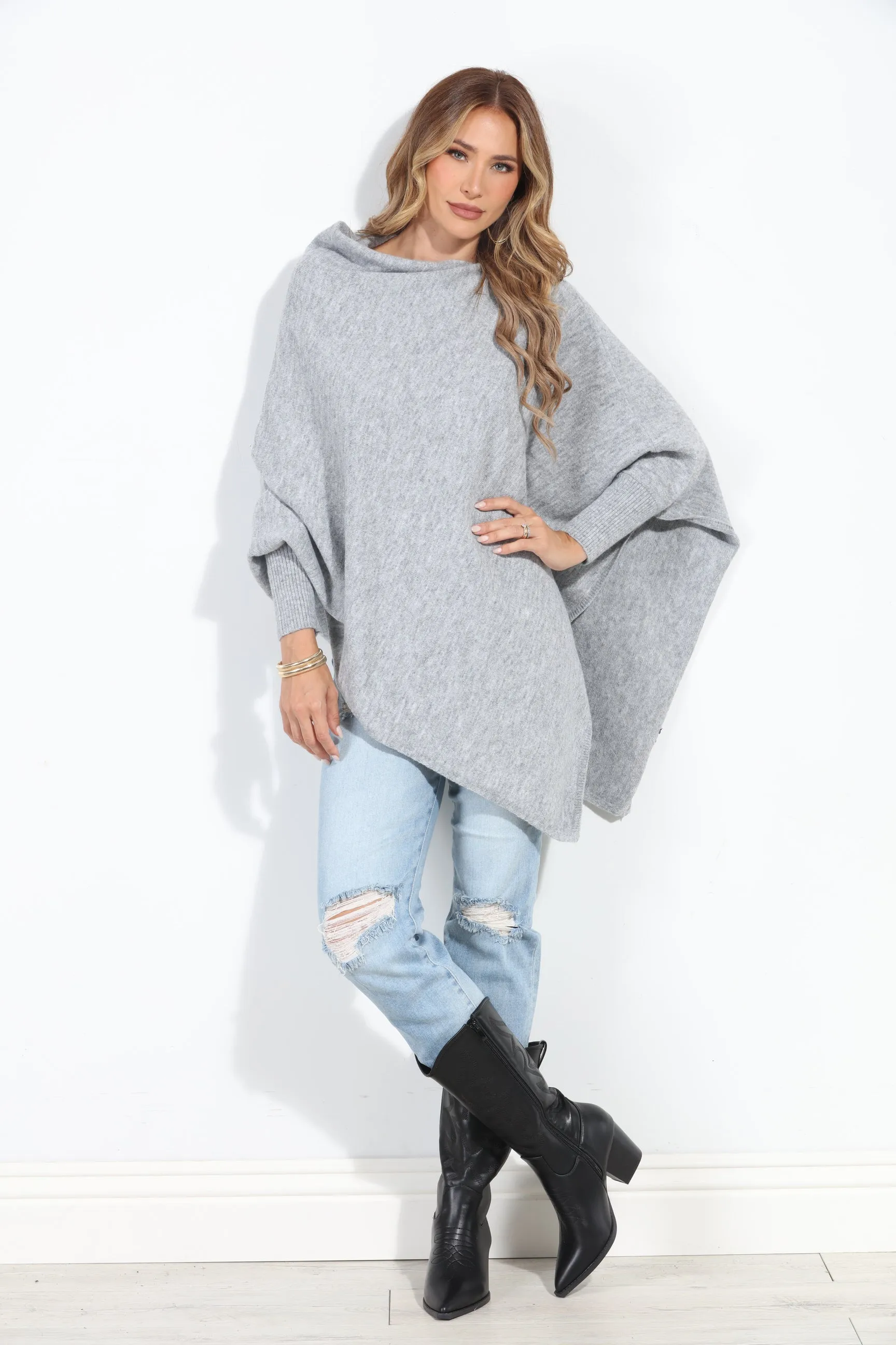 Cozy Grey Poncho-FINAL SALE sold by Veronica M product image thumbnail 4