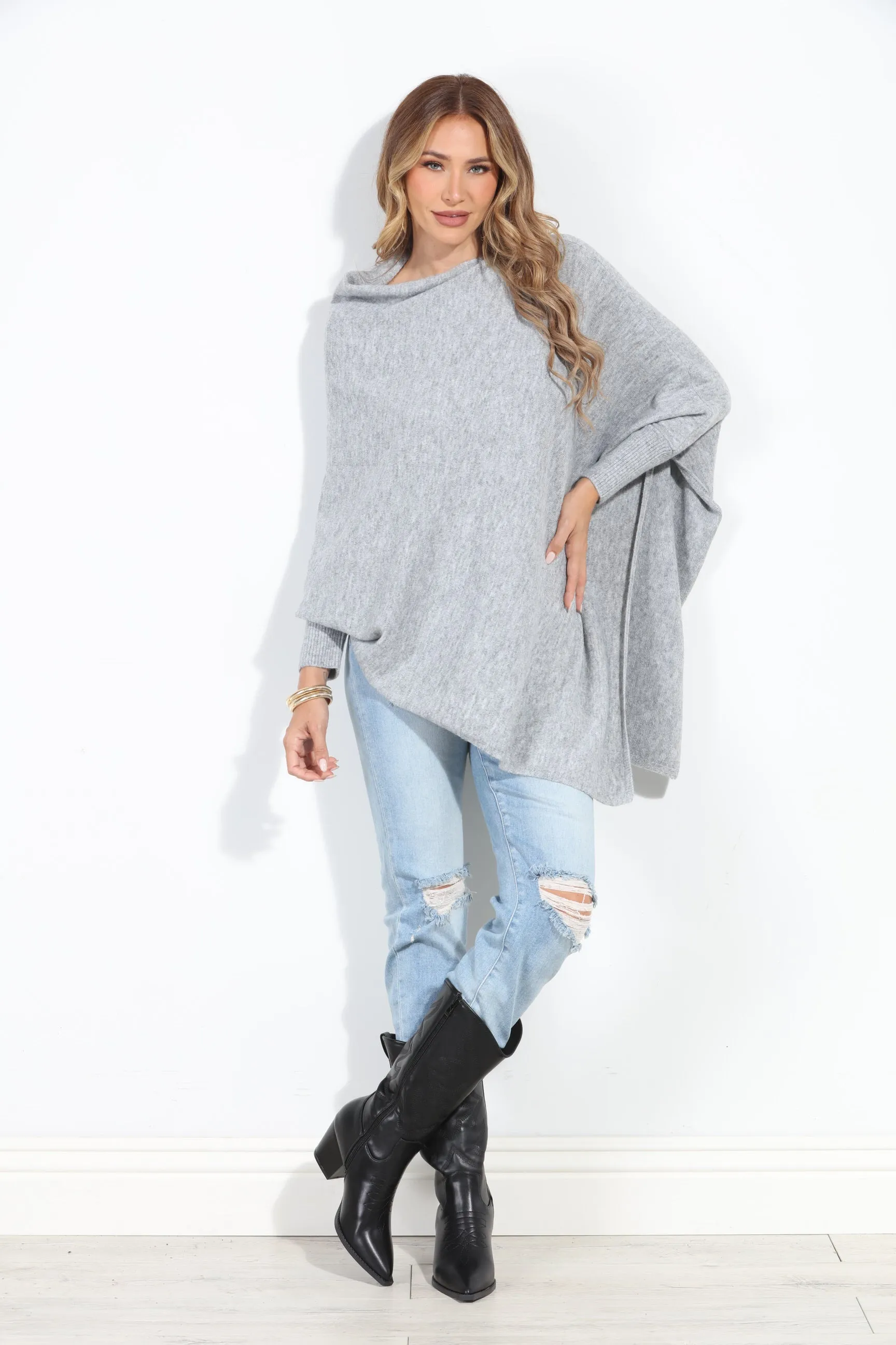 Cozy Grey Poncho-FINAL SALE sold by Veronica M product image thumbnail 5