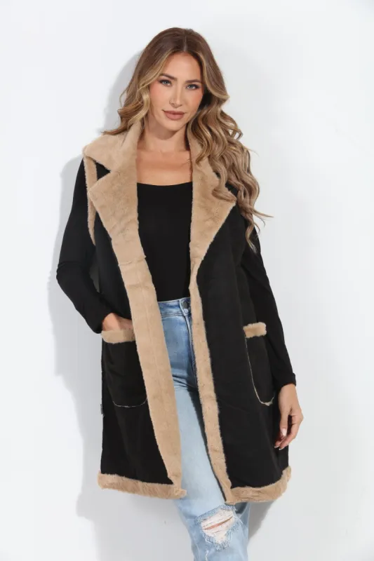 Black/Tan Faux Suede Vest-BEST SELLER sold by Veronica M