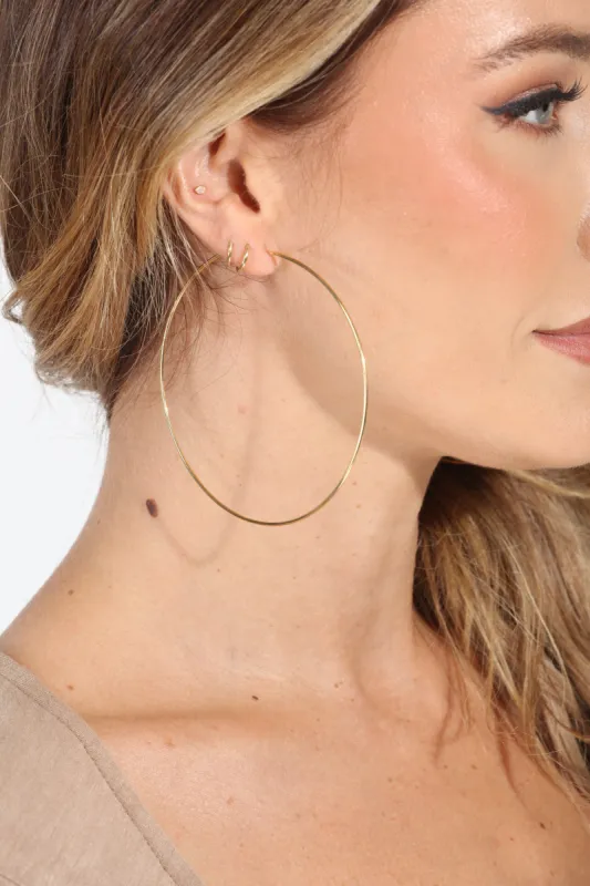 Thin Oversized Gold Hoop Earrings-GOLD DIPPED sold by Veronica M