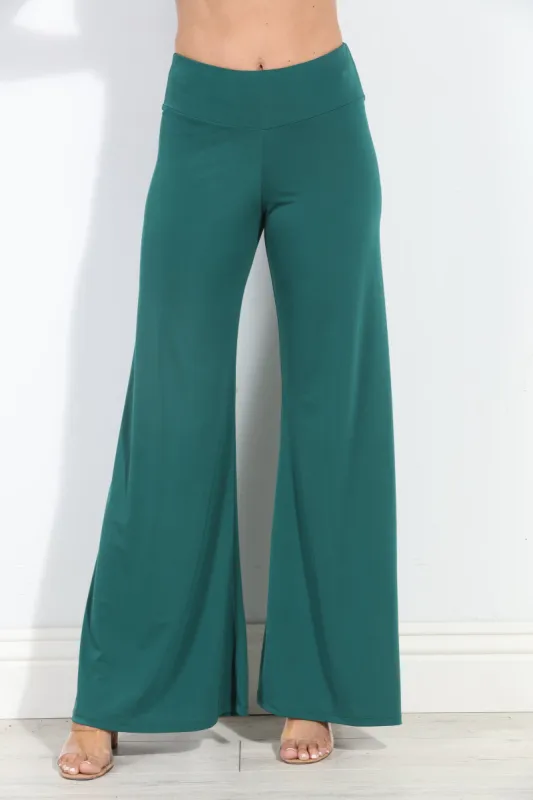 Hunter Green Stretch Wide Leg Pants-BEST SELLER sold by Veronica M