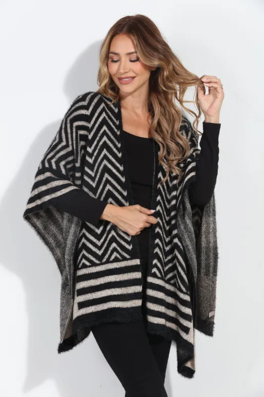 Keep Me Warm Chevron Open Poncho-FINAL SALE sold by Veronica M