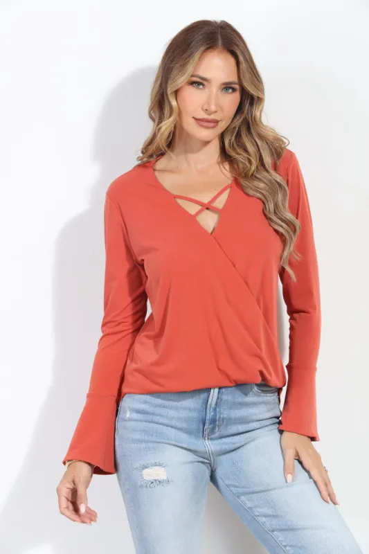 Rust Ity Surplice X Top-BEST SELLER sold by Veronica M