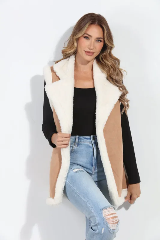 Camel/Ivory Faux Suede Vest-BEST SELLER sold by Veronica M