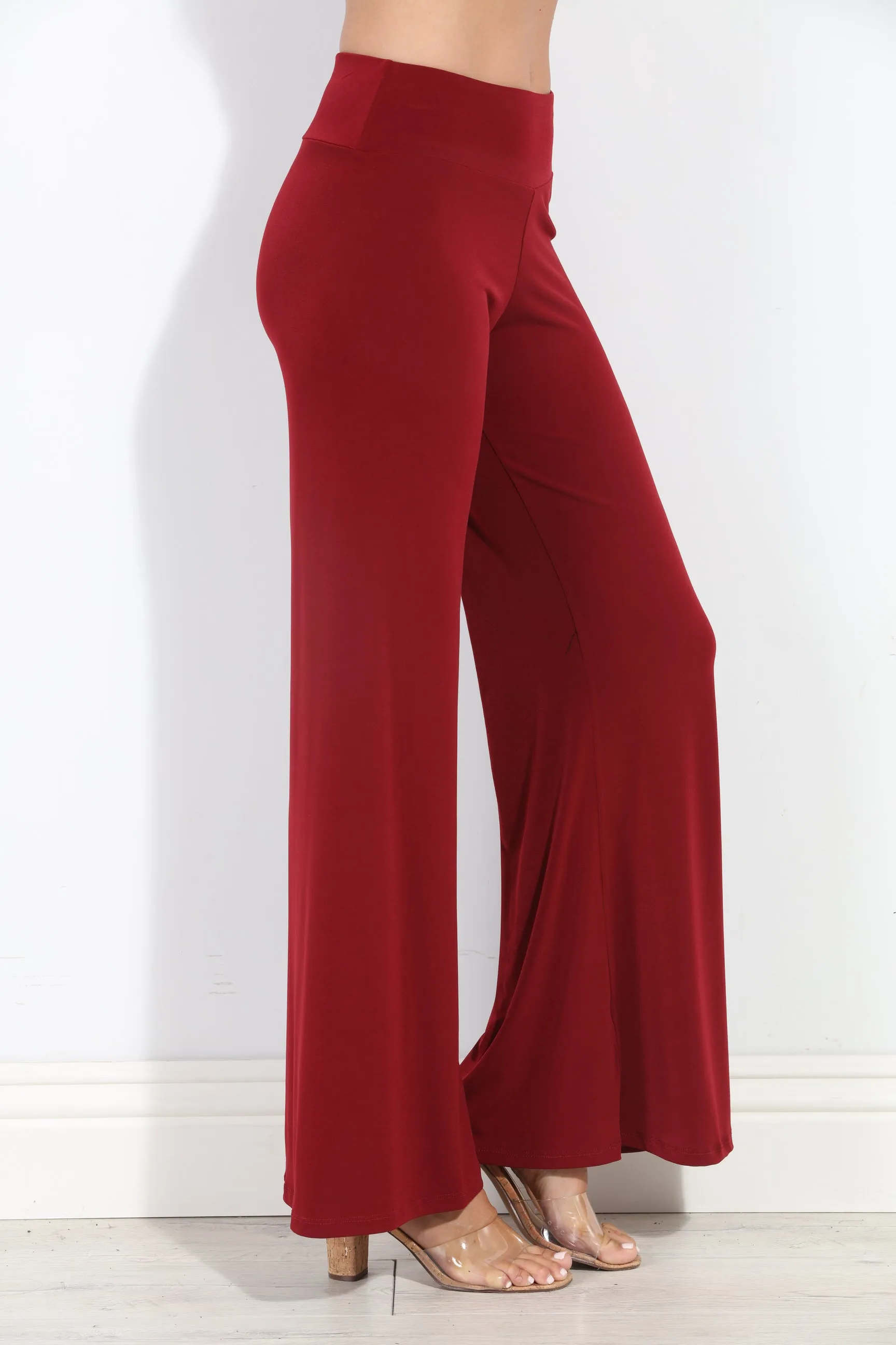 Burgundy Stretch Wide Leg Pants-BEST SELLER sold by Veronica M product image thumbnail 3