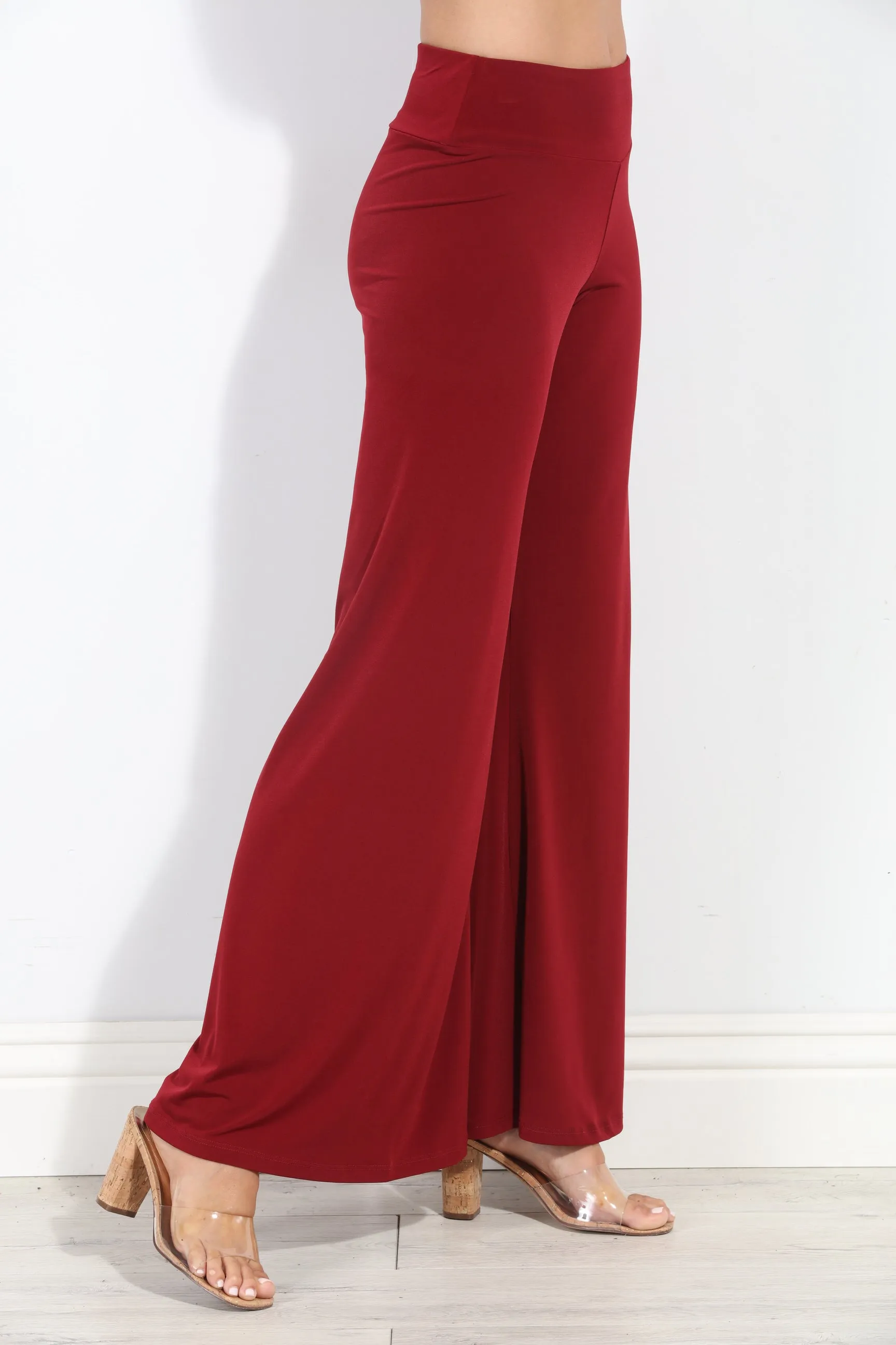 Burgundy Stretch Wide Leg Pants-BEST SELLER sold by Veronica M product image thumbnail 5