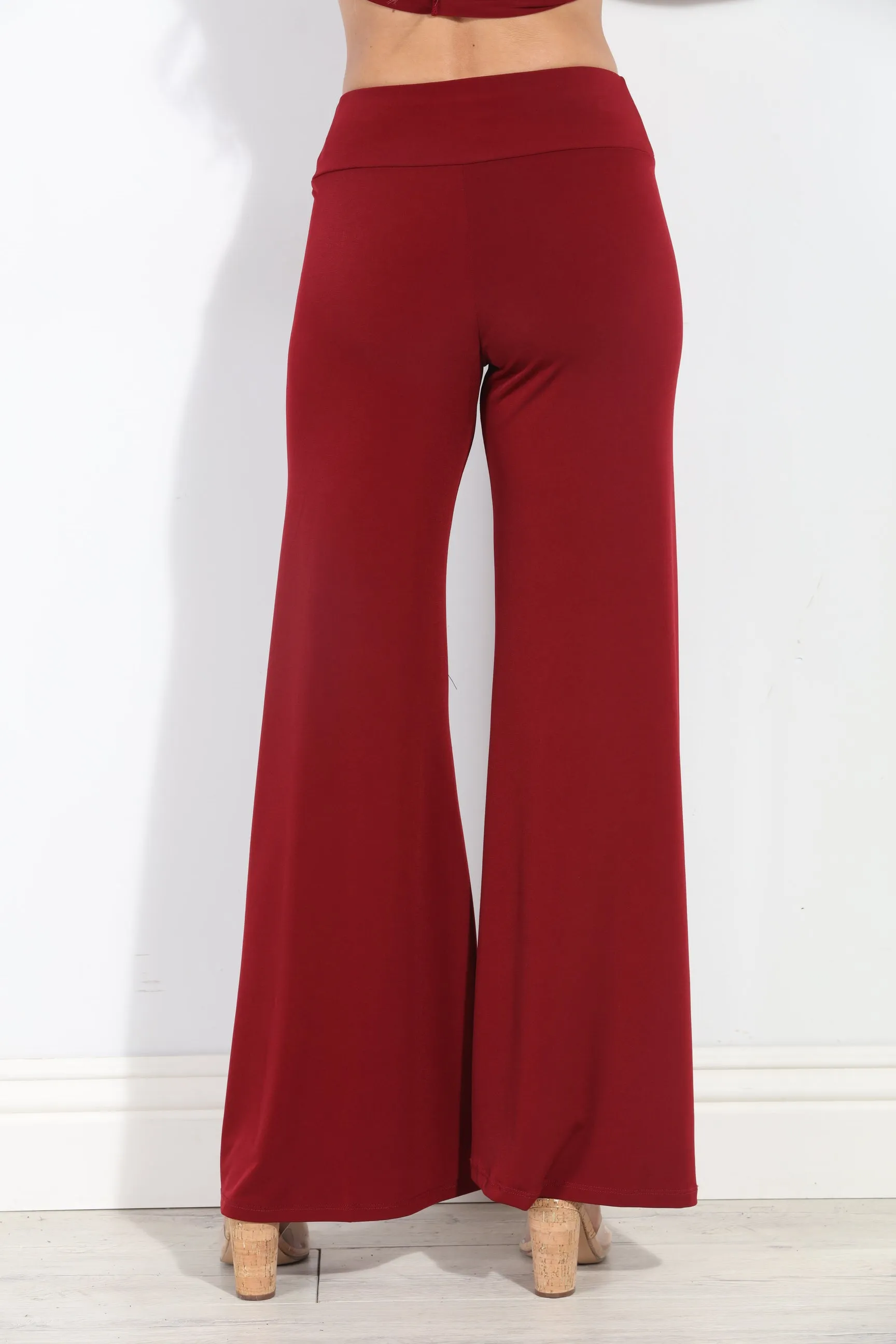 Burgundy Stretch Wide Leg Pants-BEST SELLER sold by Veronica M product image thumbnail 2