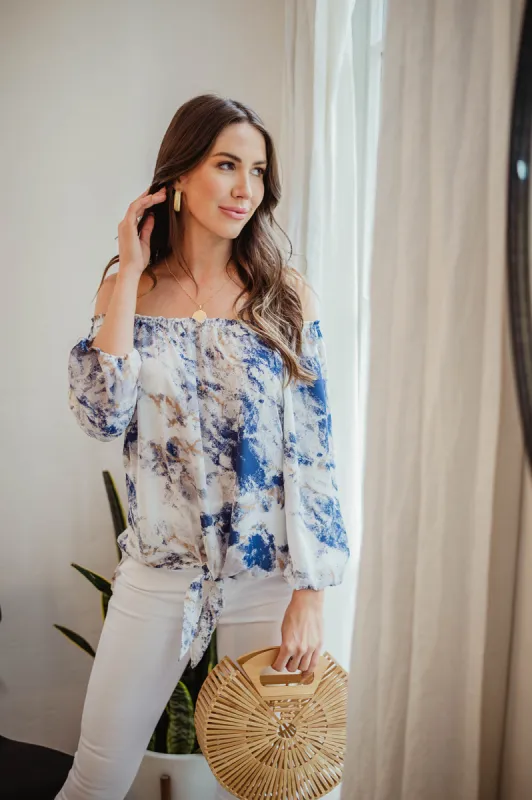 Marien OTS Top with Tie-FINAL SALE sold by Veronica M