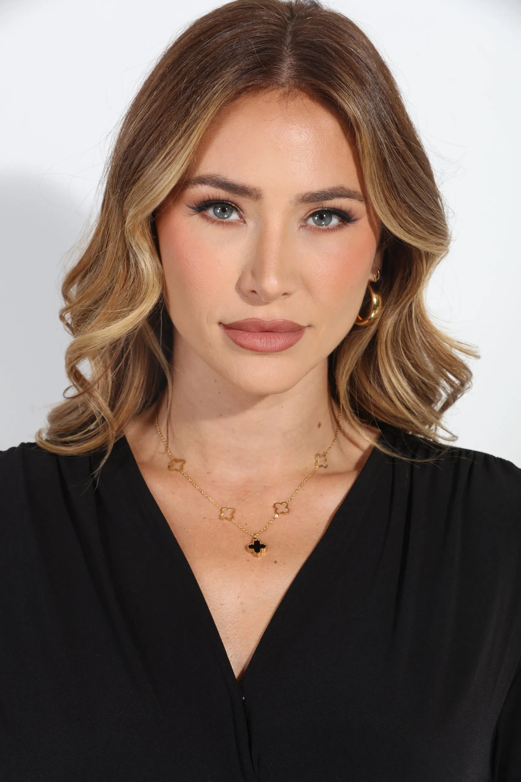 Black Dainty Clover Necklace sold by Veronica M product image thumbnail 5