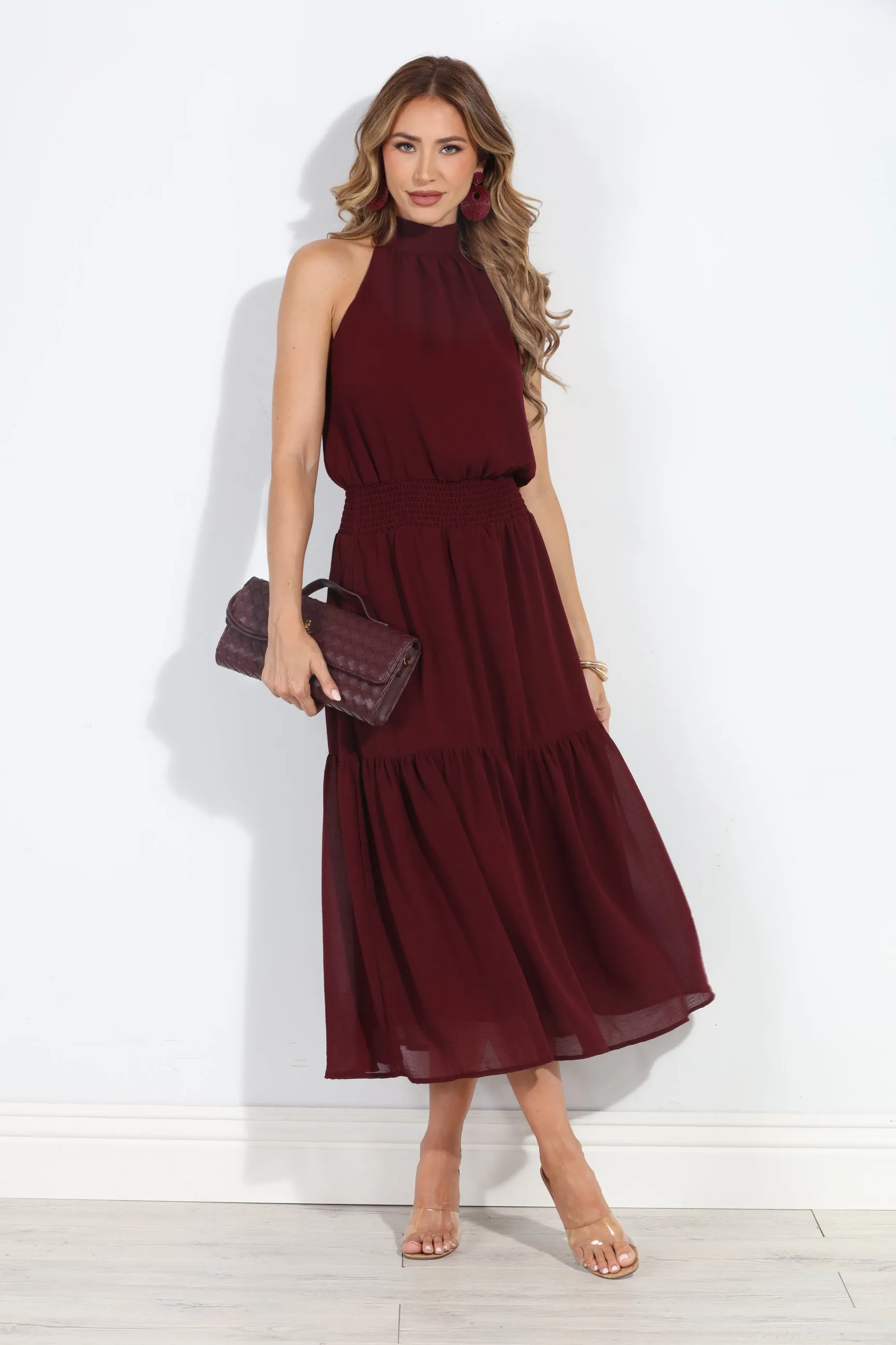 Burgundy Chiffon Halter Maxi-BEST SELLER sold by Veronica M product image thumbnail 4