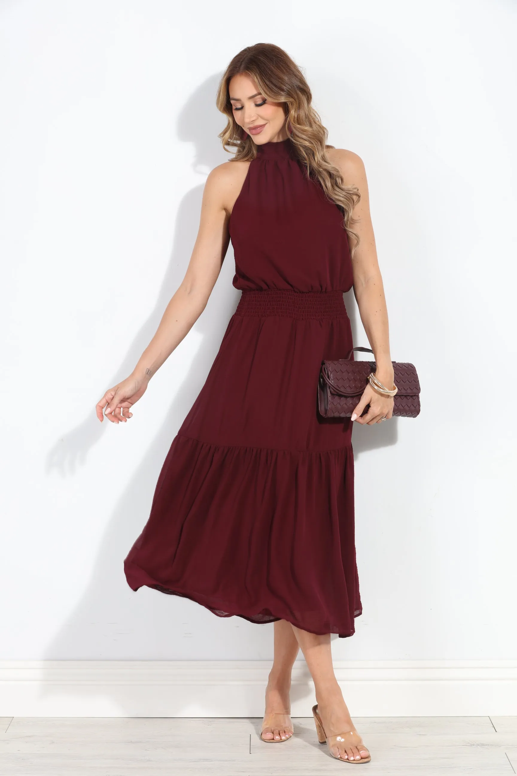 Burgundy Chiffon Halter Maxi-BEST SELLER sold by Veronica M product image thumbnail 5