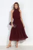 Burgundy Chiffon Halter Maxi-BEST SELLER sold by Veronica M
