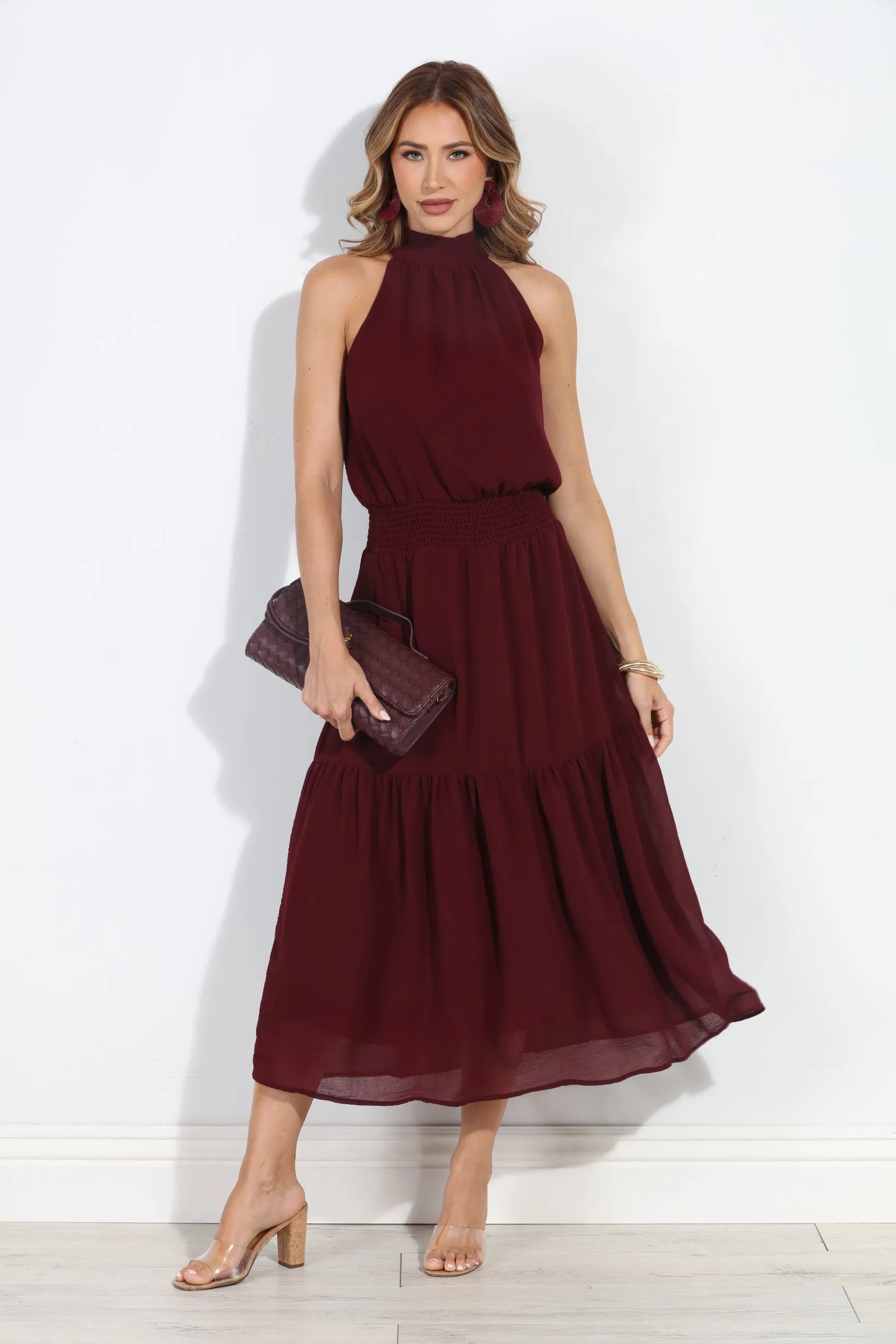 Burgundy Chiffon Halter Maxi-BEST SELLER sold by Veronica M product image thumbnail 3
