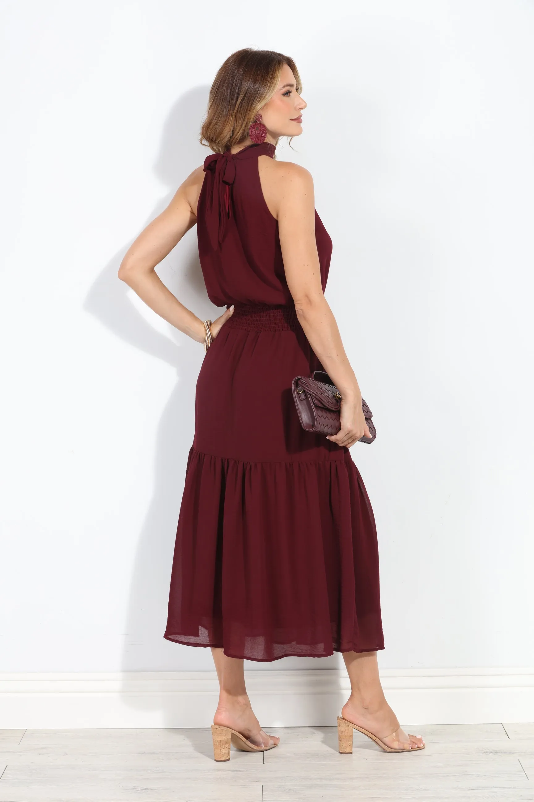 Burgundy Chiffon Halter Maxi-BEST SELLER sold by Veronica M product image thumbnail 2