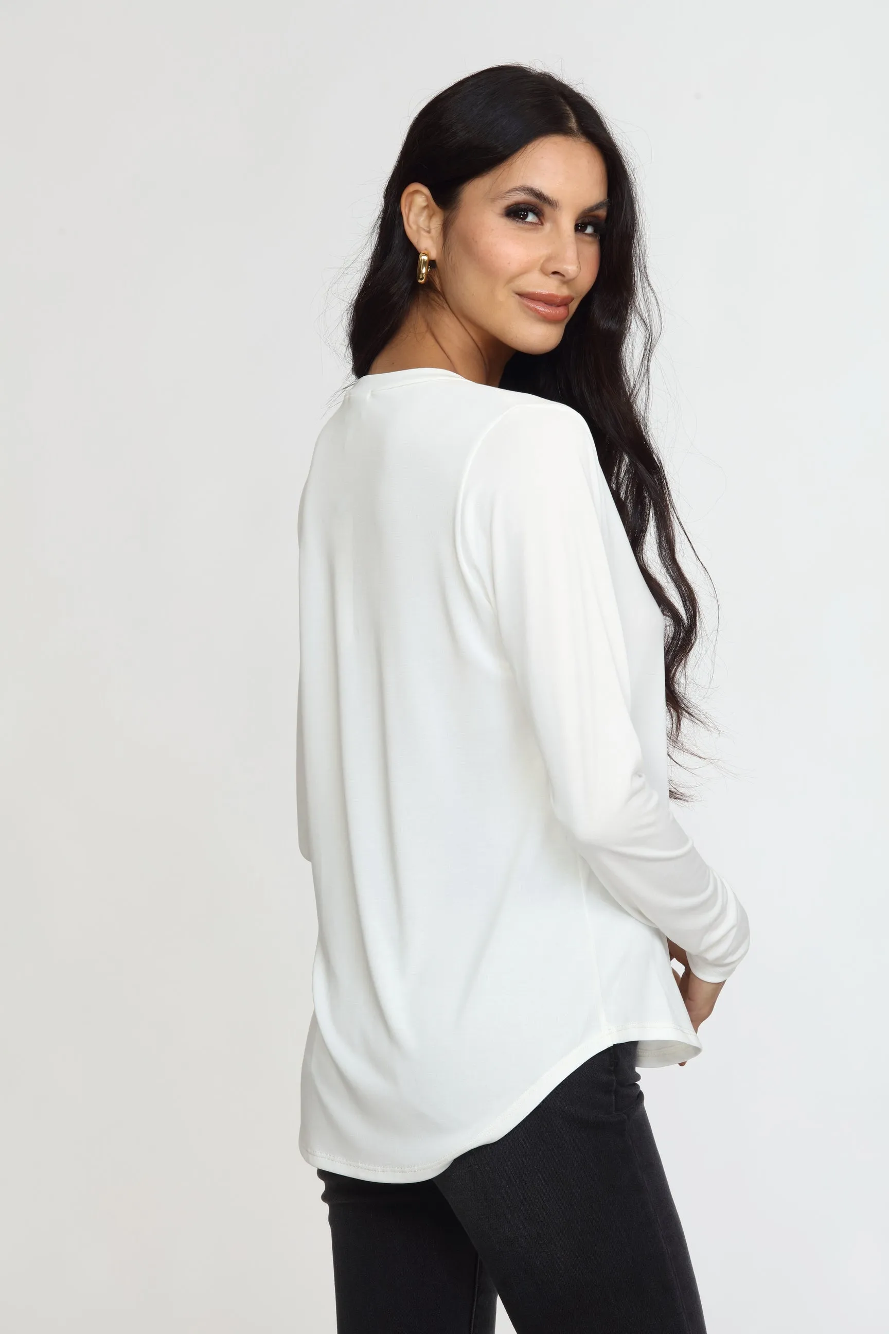 White Cupro Long Sleeve Tee-FINAL SALE sold by Veronica M product image thumbnail 3