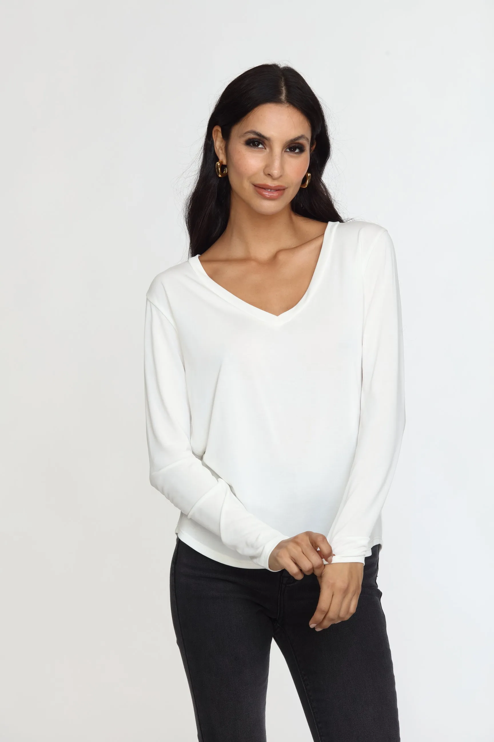 White Cupro Long Sleeve Tee-FINAL SALE sold by Veronica M