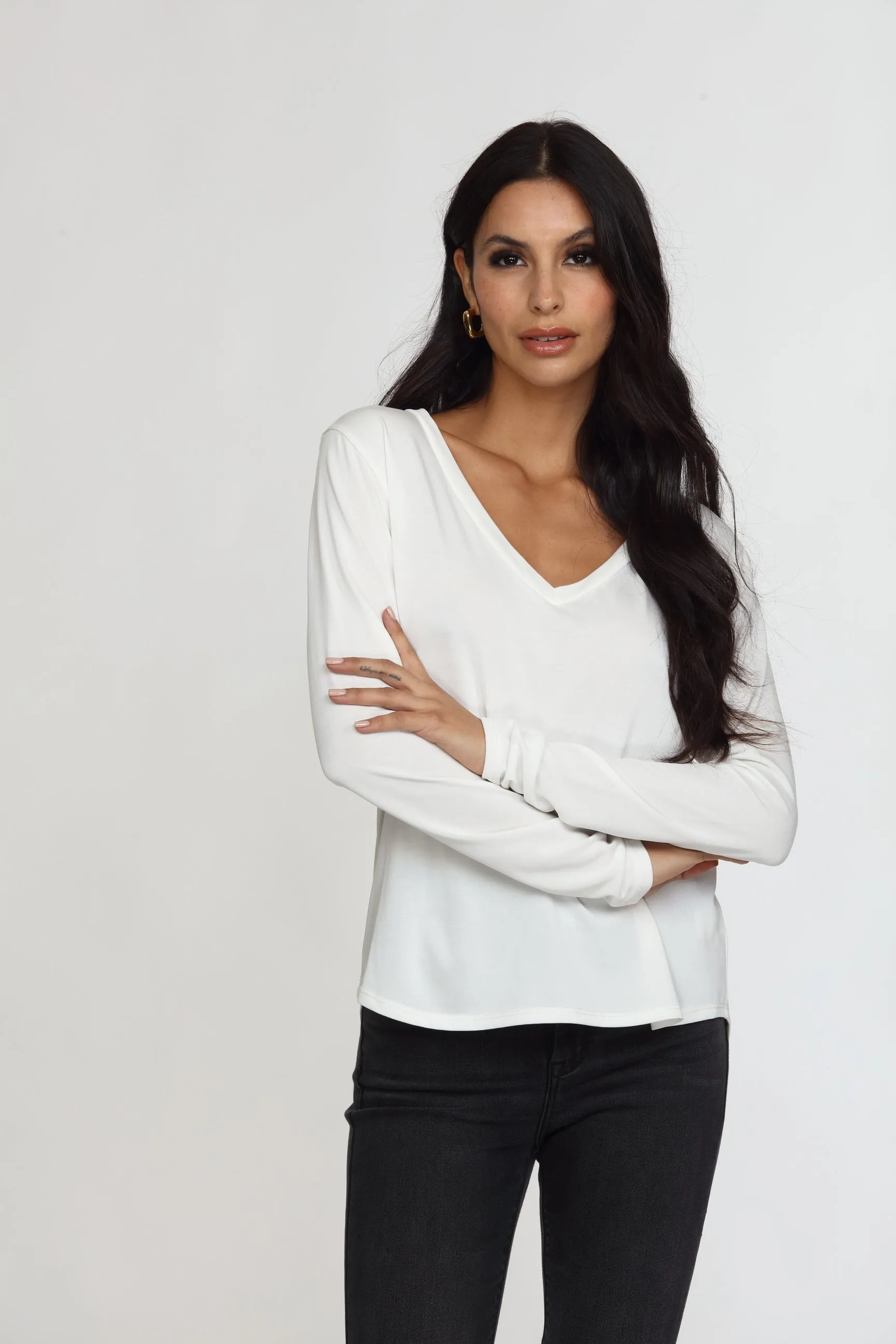 White Cupro Long Sleeve Tee-FINAL SALE sold by Veronica M product image thumbnail 2