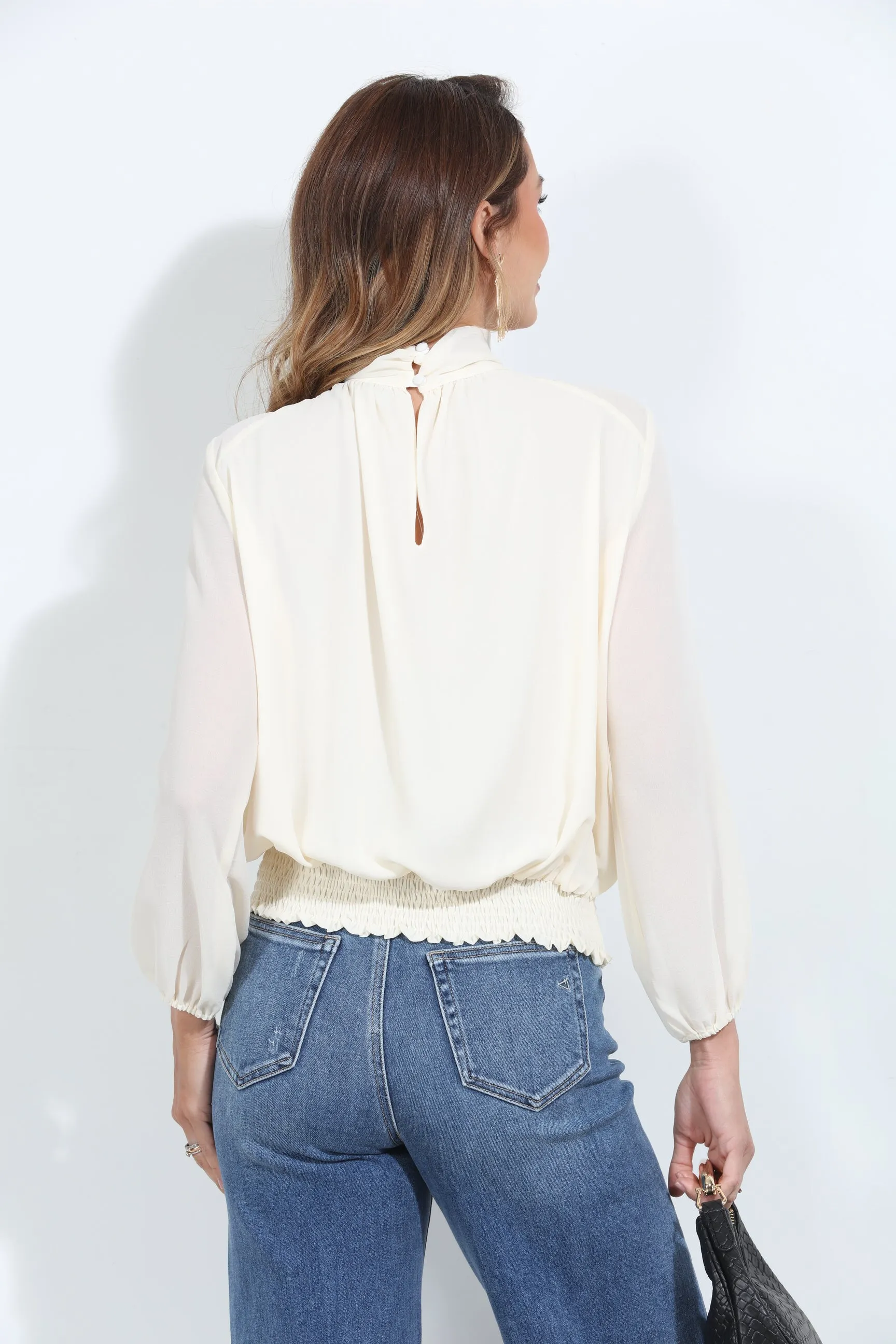 Oyster Chiffon Mock Neck Blouse-FINAL SALE sold by Veronica M product image thumbnail 2