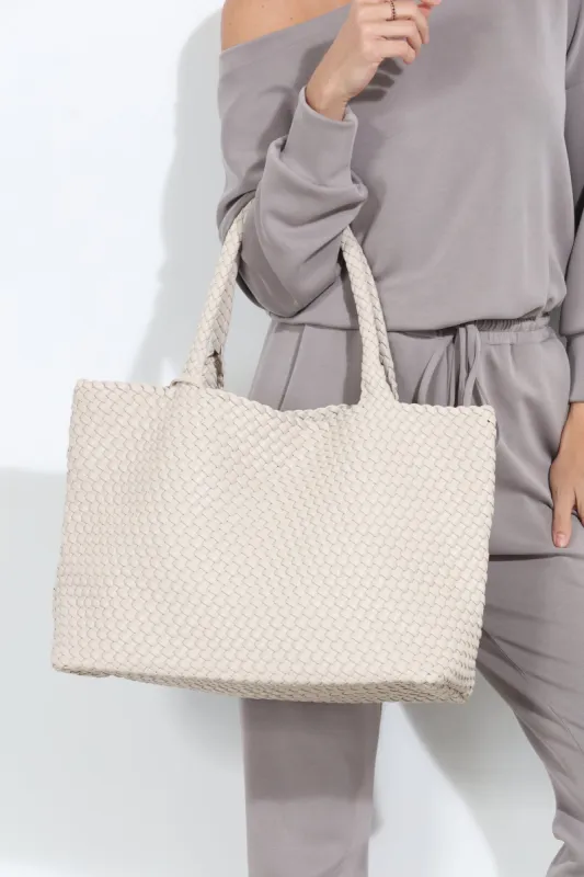 Solana Woven Tote- Latte sold by Veronica M