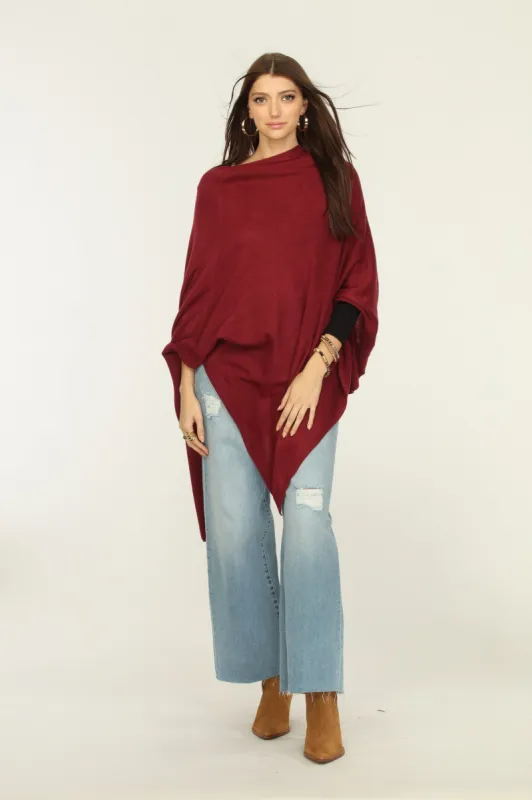 Burgundy Throw-On Poncho-BEST SELLER sold by Veronica M