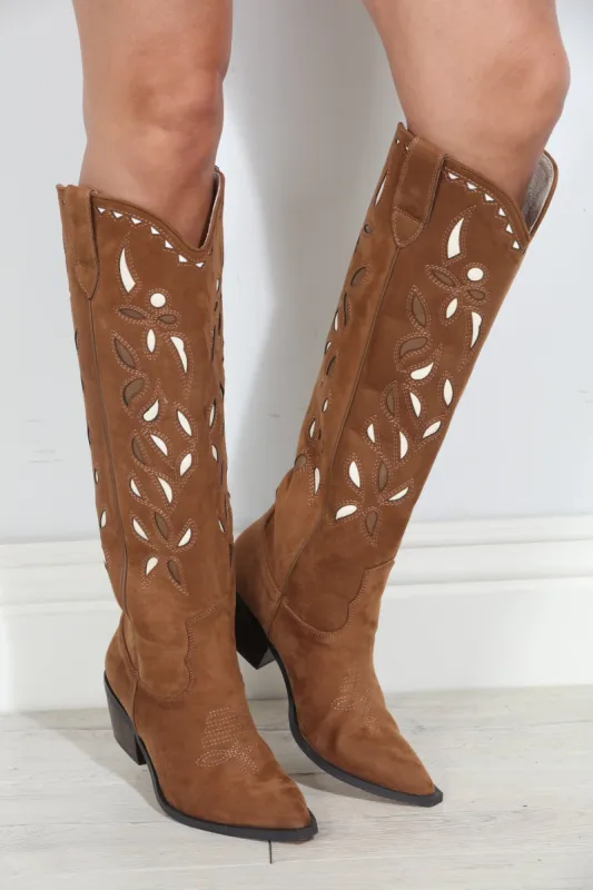 Zoe Faux Suede Western Boot sold by Veronica M