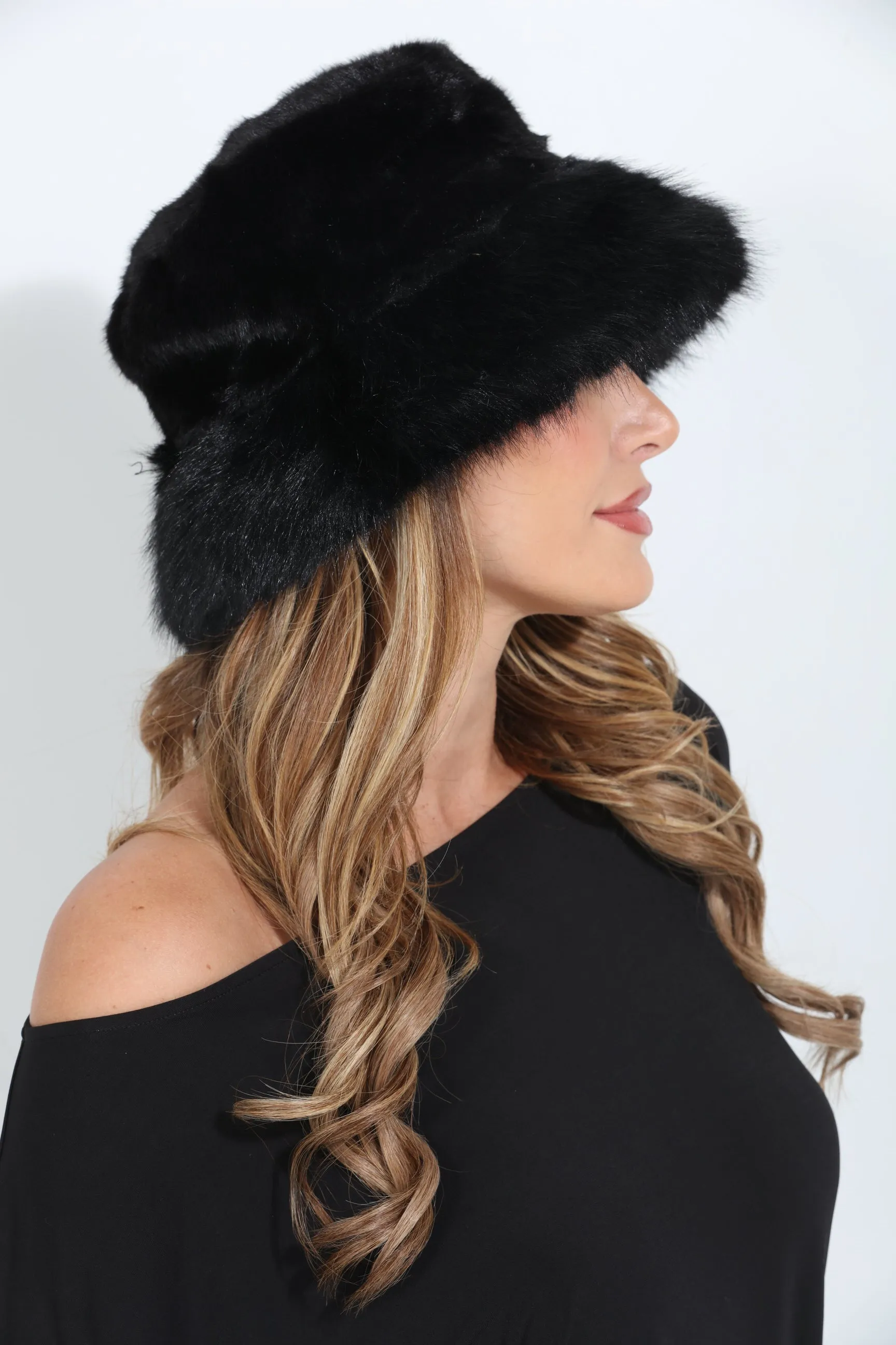 Black Faux Fur Bucket Hat sold by Veronica M product image thumbnail 2