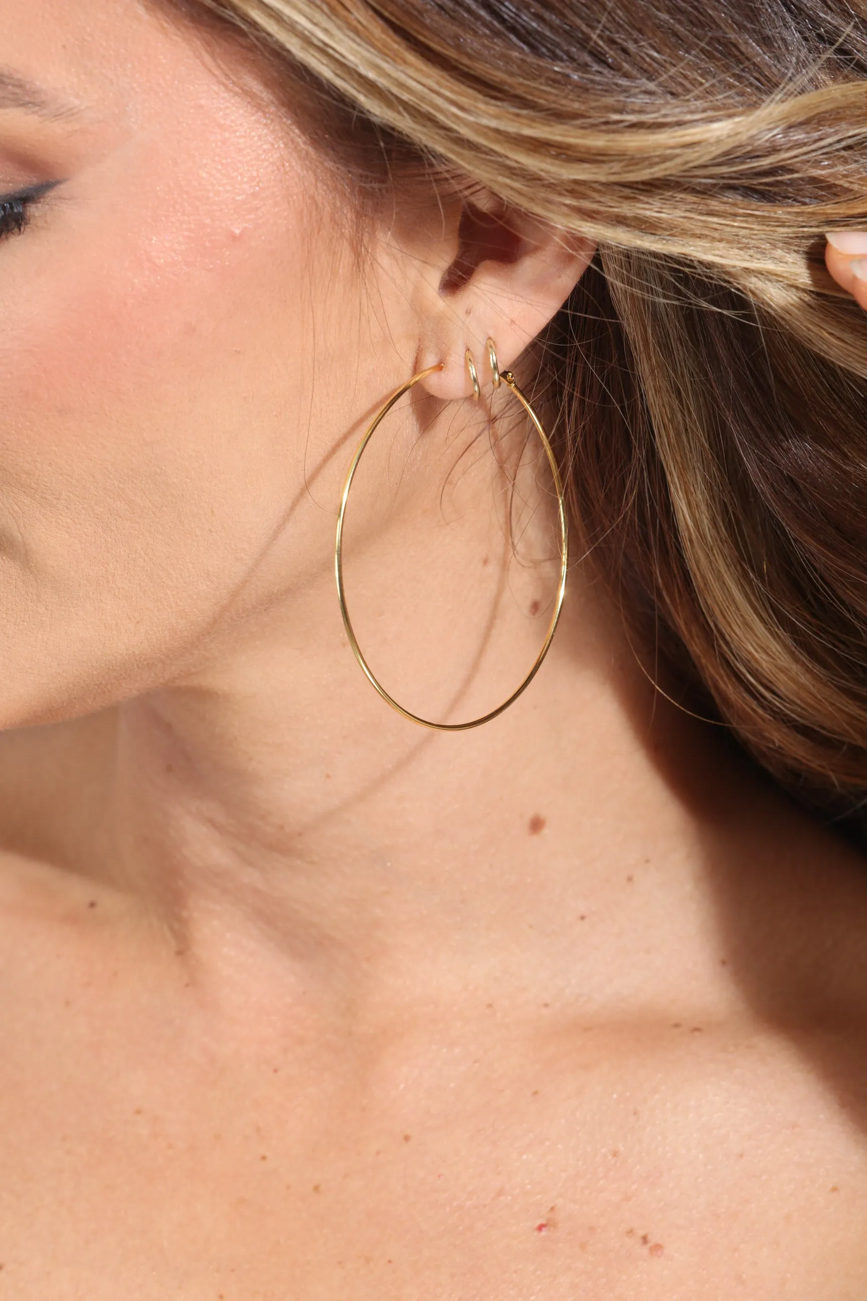 East Gold Hoop Earrings - 14k Gold Plated sold by Veronica M