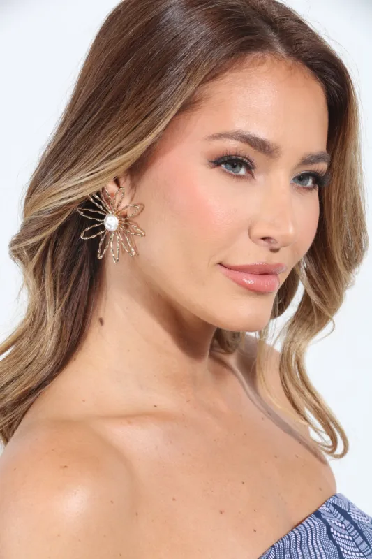 Daisy Gold Statement Earrings sold by Veronica M