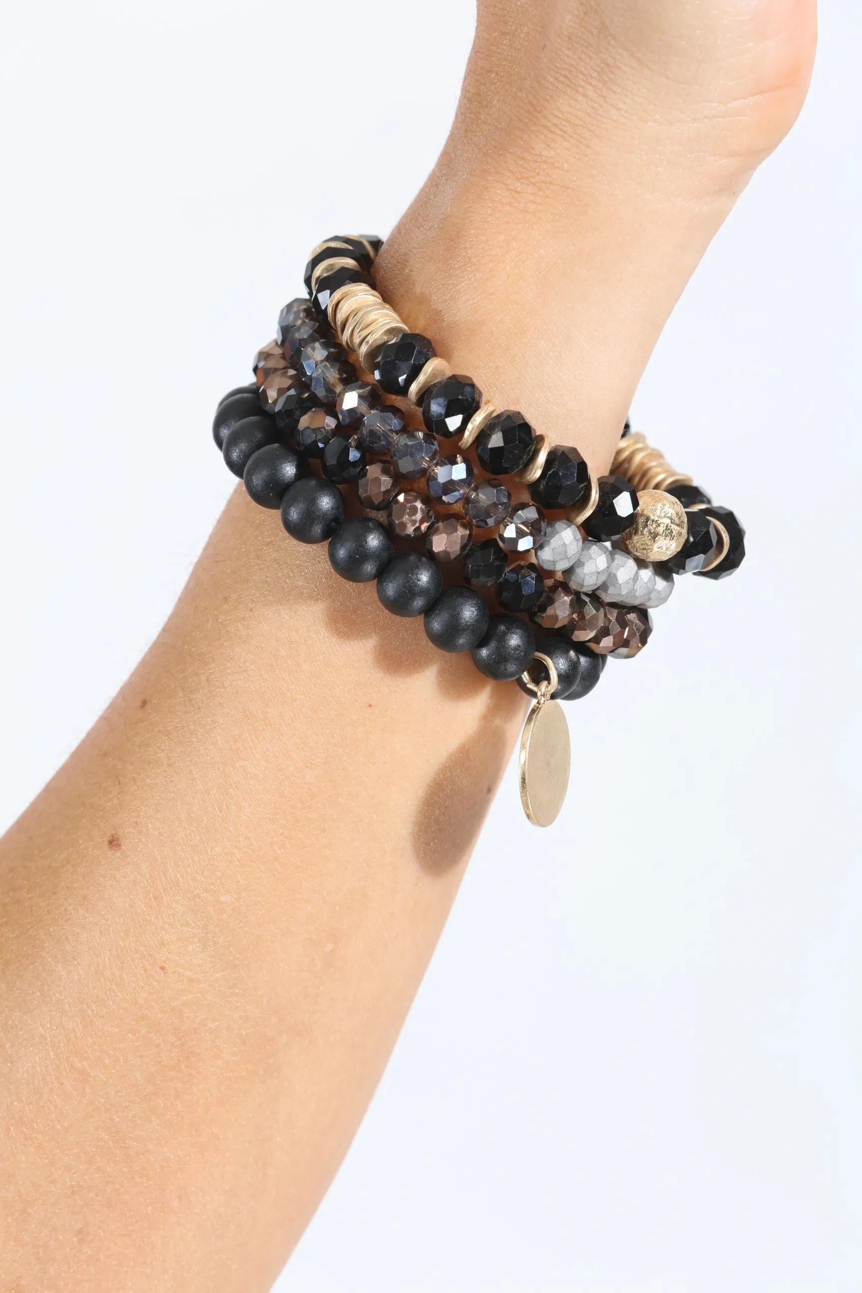 Black and Grey Beaded 4-Layer Bracelet Stack sold by Veronica M product image thumbnail 5