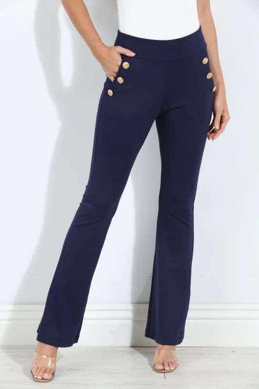 Navy Ponti Button Pants-BEST SELLER sold by Veronica M