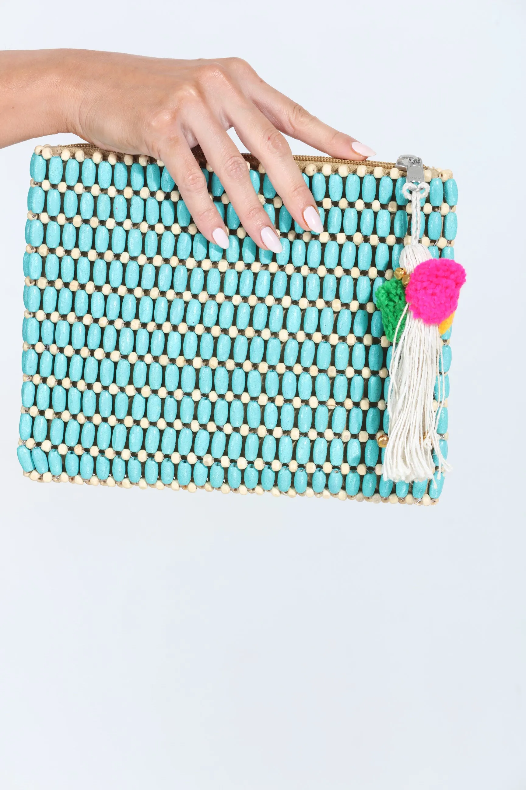 Agua Wooden Bead Clutch- Turquoise sold by Veronica M product image thumbnail 2